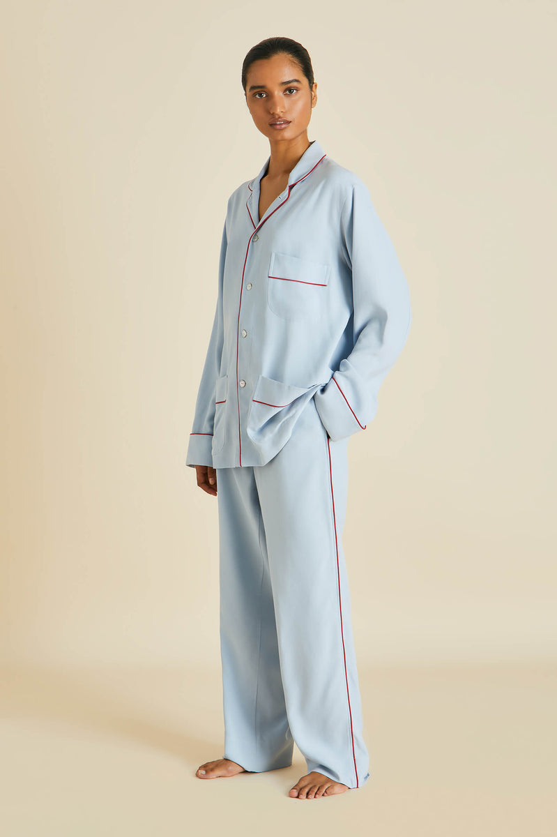 Olivia Von Halle Laurent Ivory Silk Habotai Pajama Set