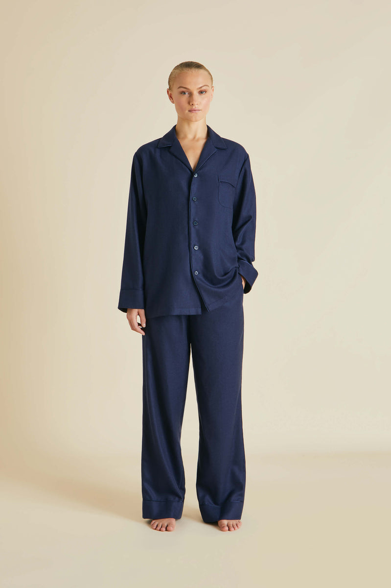 Vanderbilt Osaka Navy Pajamas in Cashmere