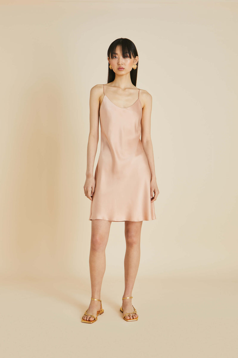 Venus Shell Pink Slip Dress in Sandwashed Silk