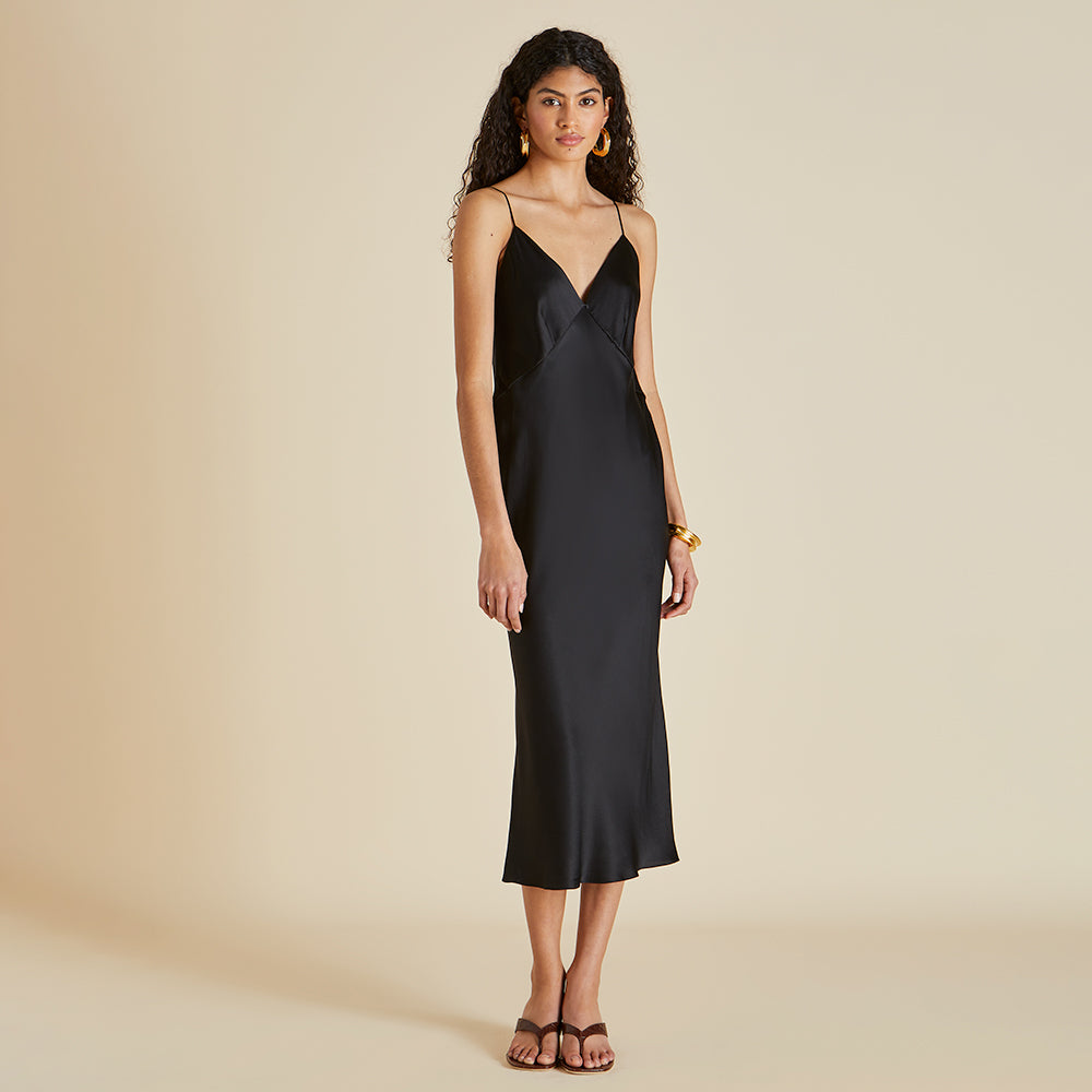 OLIVIA GOWN - BLACK SHEER SILK – Sisters The Label