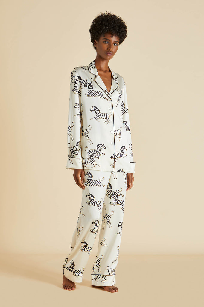 Lila Zebedee Ivory Pajamas in Silk Satin