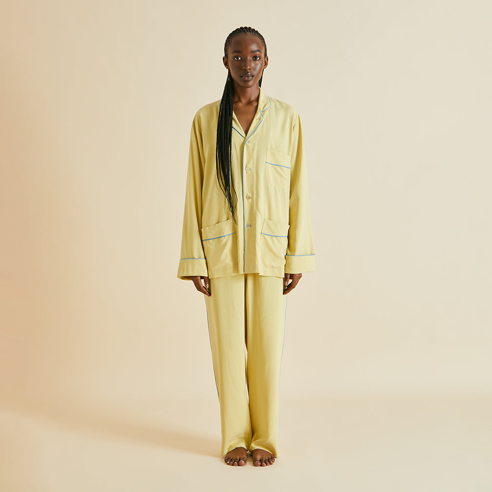 Olivia Von Halle Laurent Ivory Silk Habotai Pajama Set