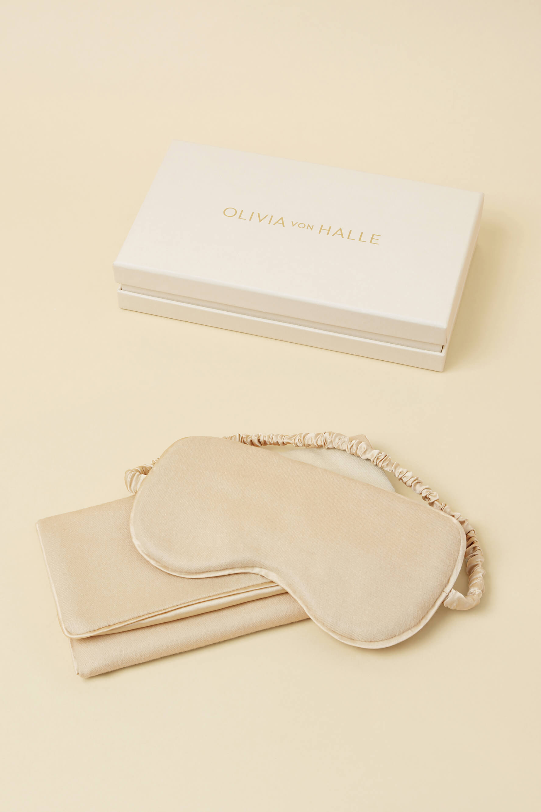 Audrey Muscat Beige Eye Mask in Cashmere