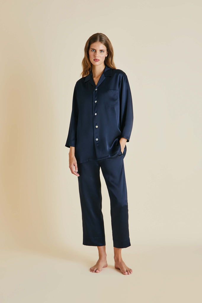 Casablanca Navy Pyjamas in Silk Satin