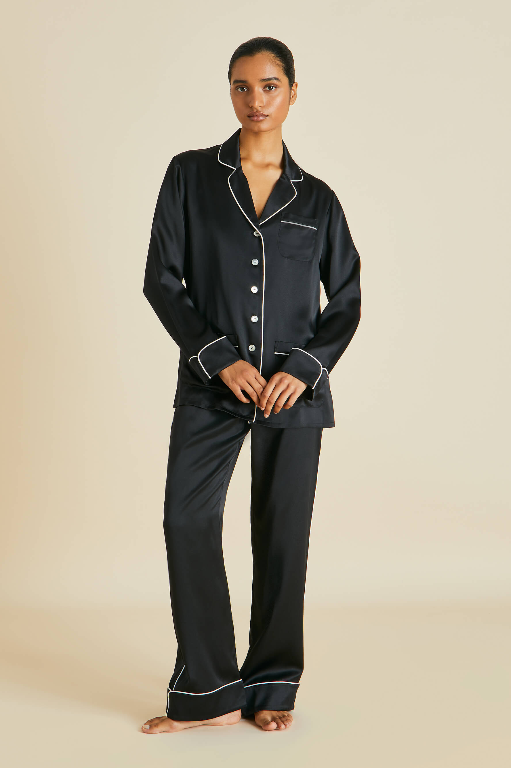 Calvin Klein CK Black button down sleep shirt and pants pajama set in black