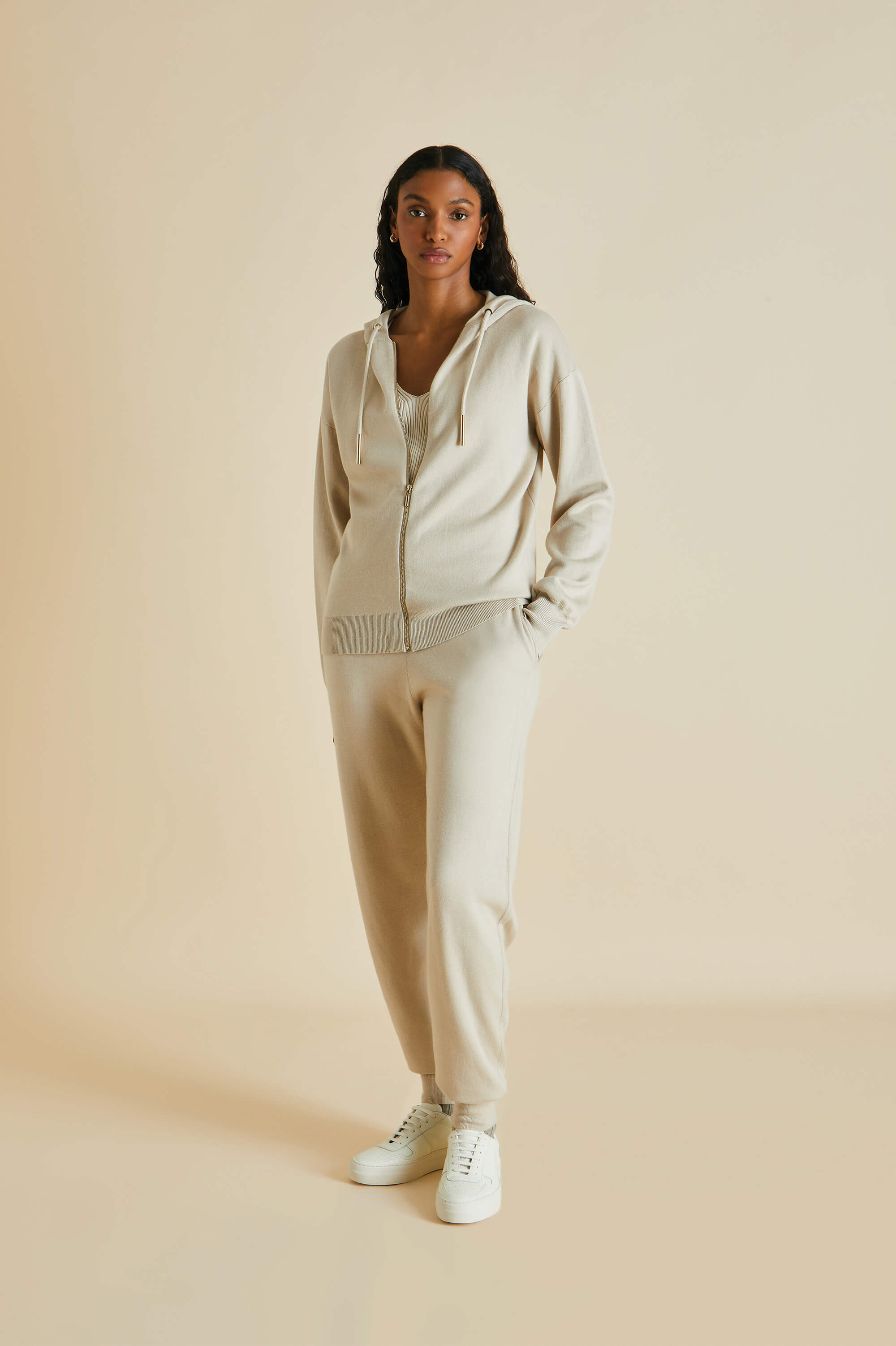 Della Kasbah Cream Tracksuit in Silk Cashmere Olivia von Halle