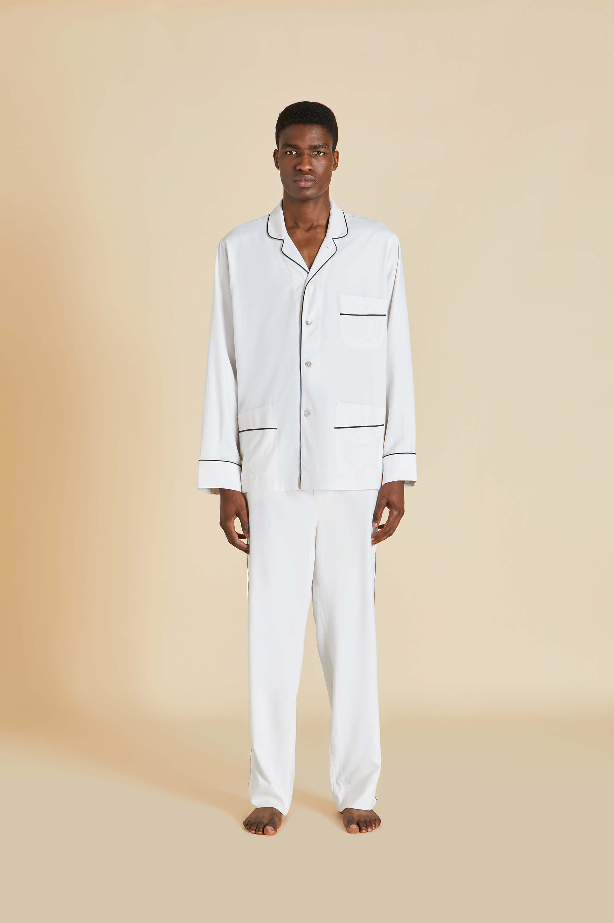 Laurent Ivory Pajamas in Sandwashed Silk