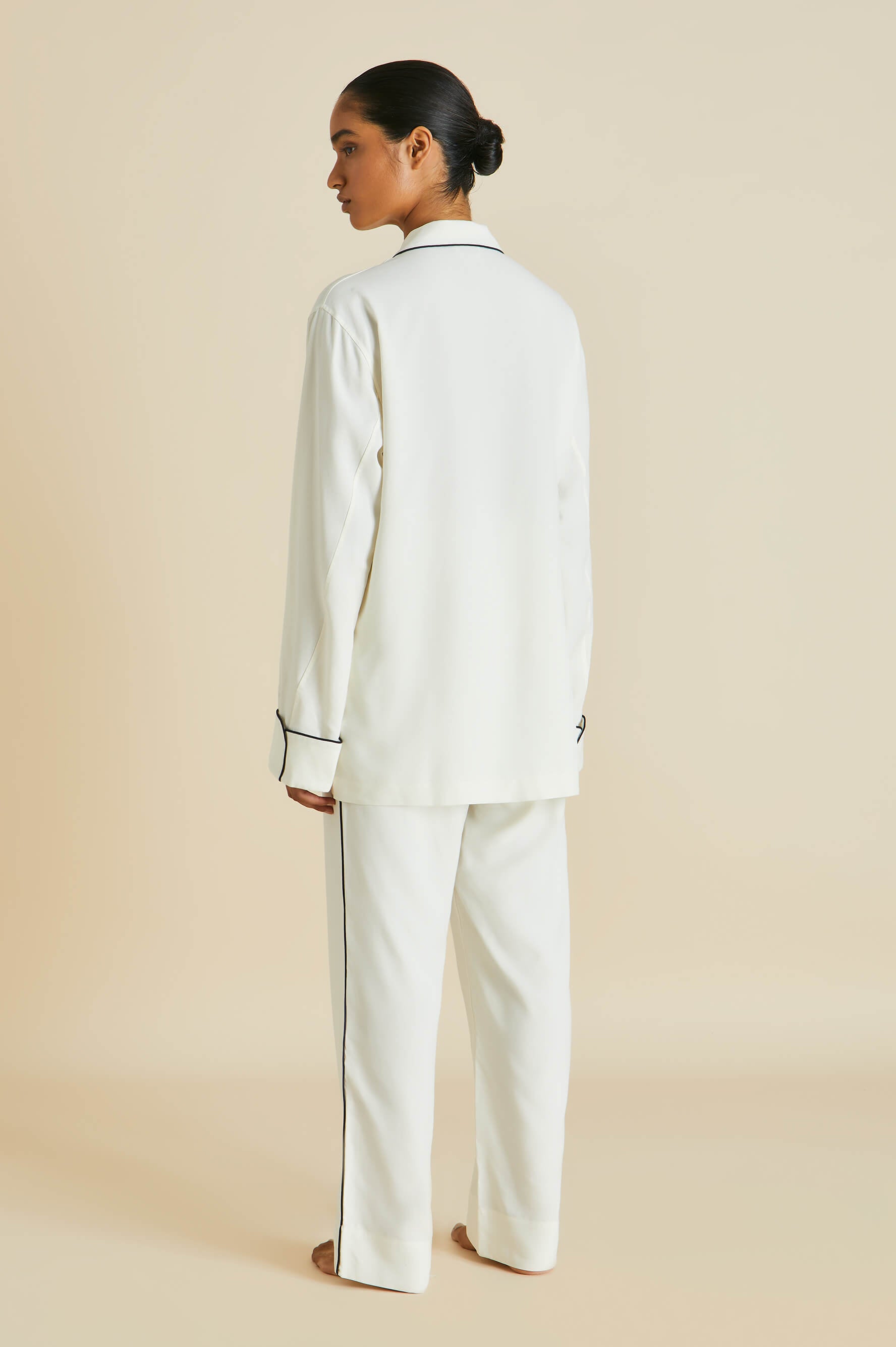 Laurent Ivory Sandwashed Silk Pajama Set
