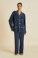 Laurent Navy Silk Habotai Pajama Set