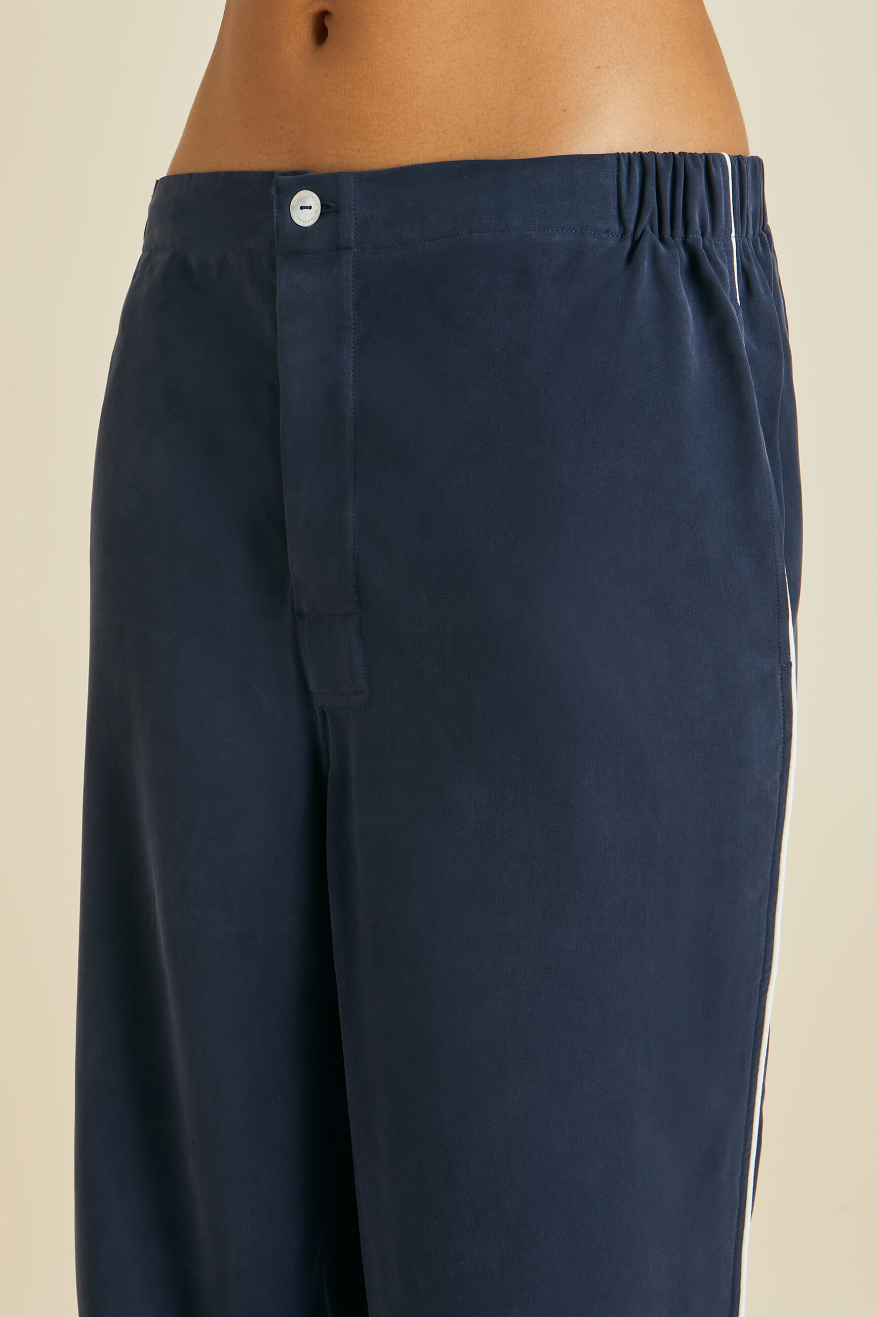 Laurent Navy Pajamas in Sandwashed Silk