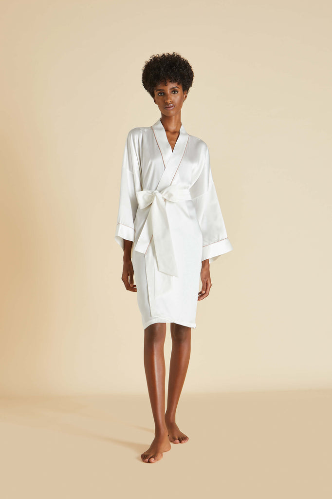 Mimi Ivory Oyster Robe in Silk Satin