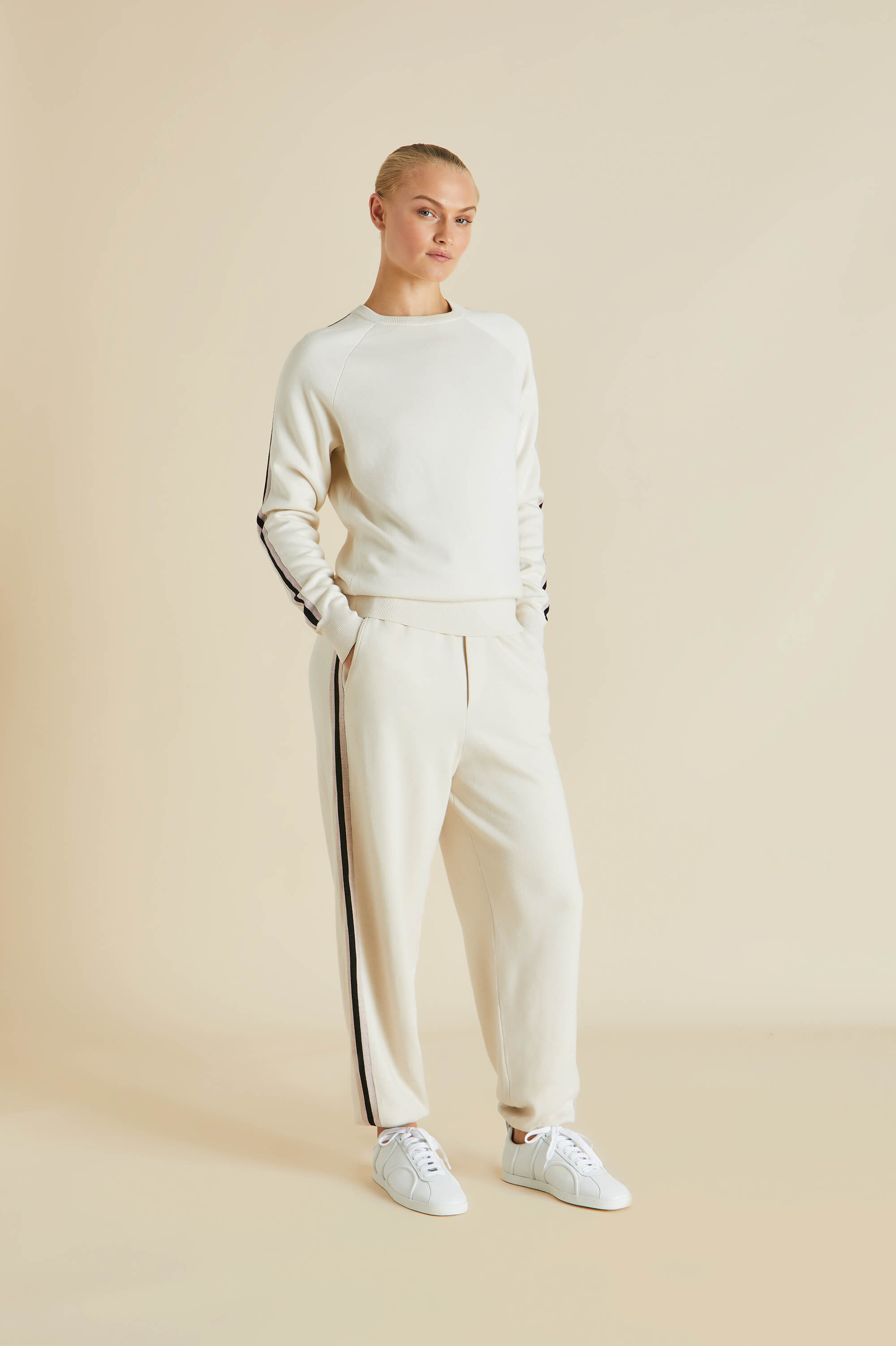 missy alaska ivory tracksuit in silk-cashmere