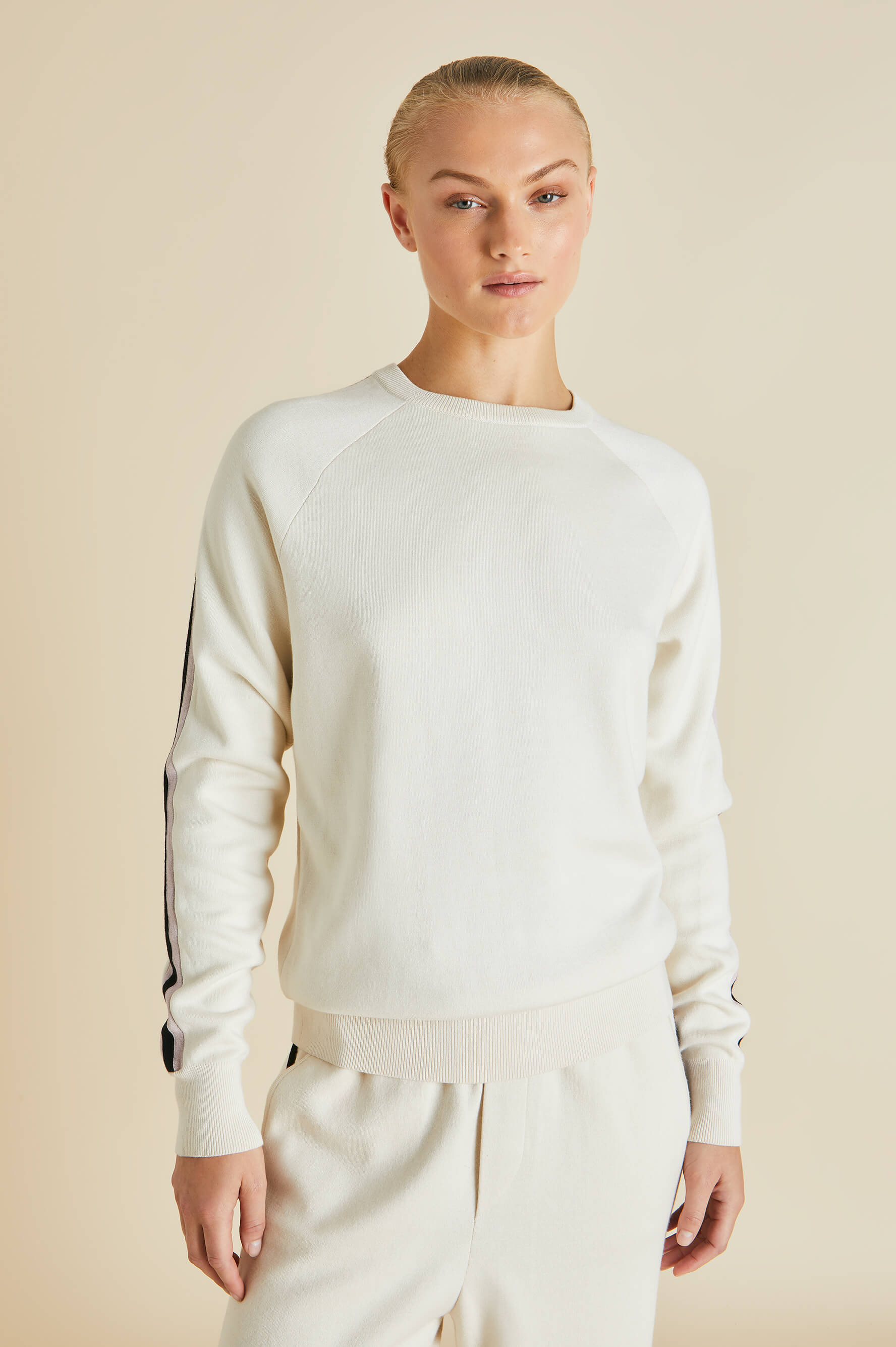 Missy Alaska Ivory Tracksuit in Silk-Cashmere