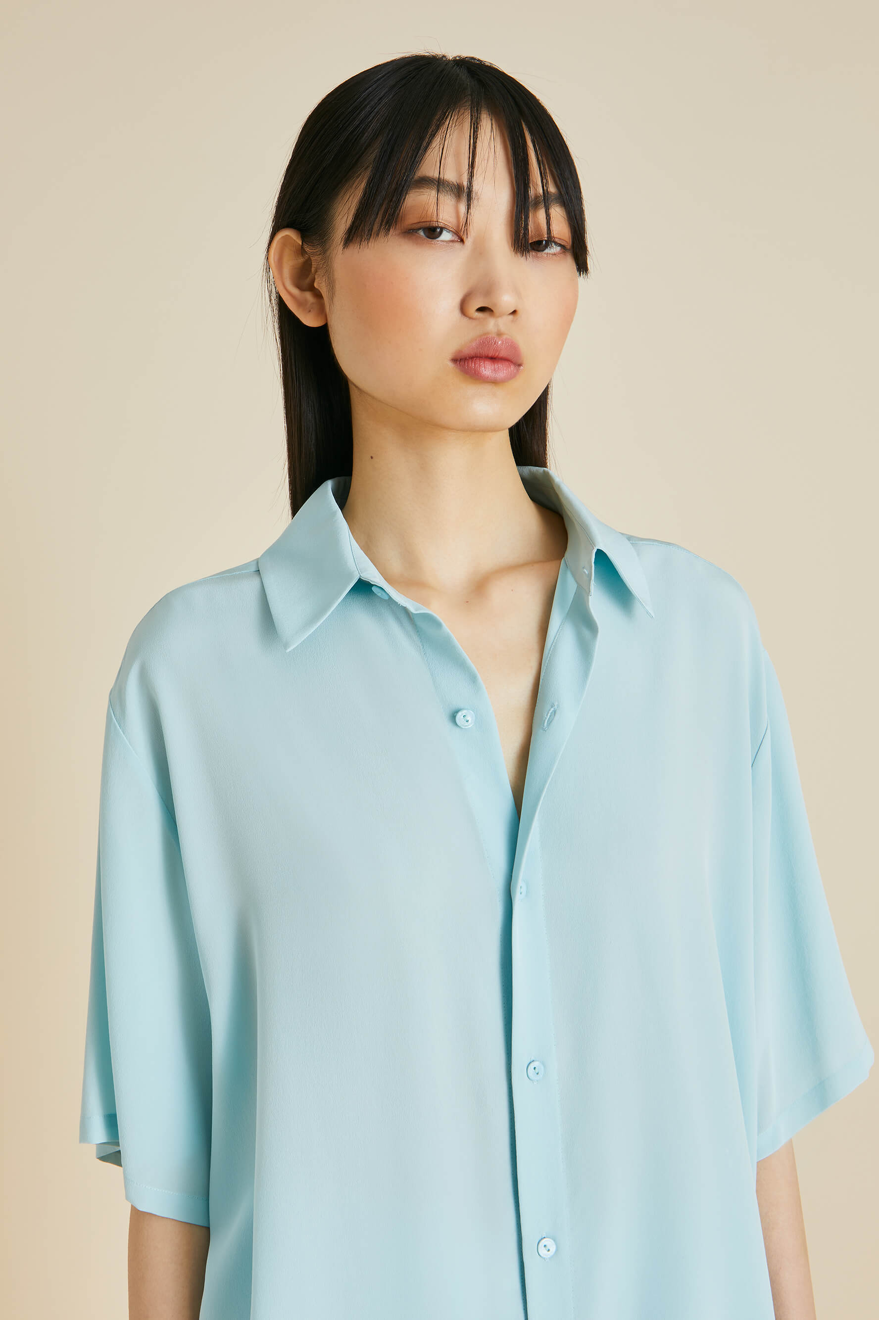 Alabama Blue Pajamas in Silk Crêpe de Chine