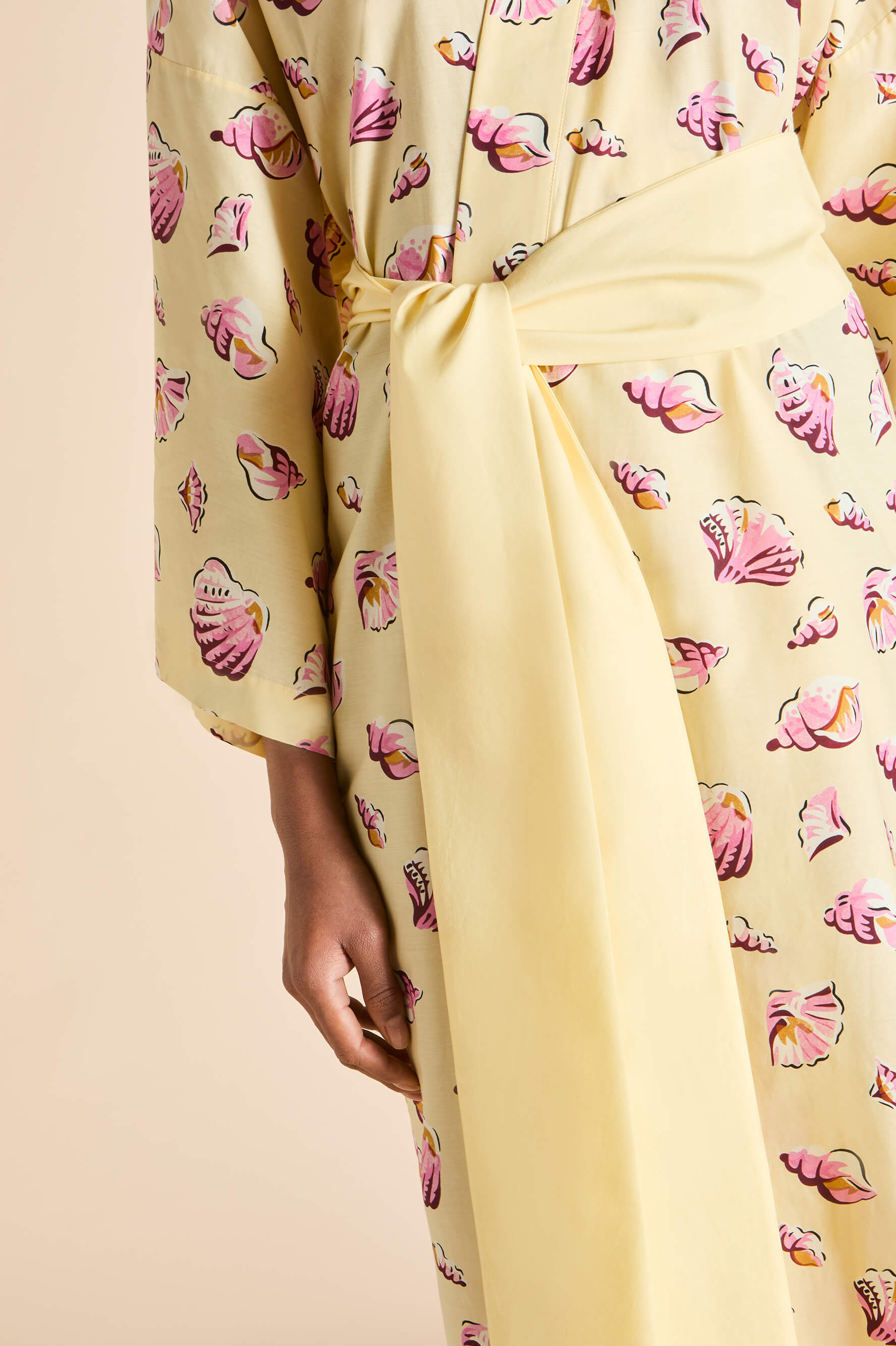 Amaya Helios Yellow Seashell Robe in Cotton-Silk