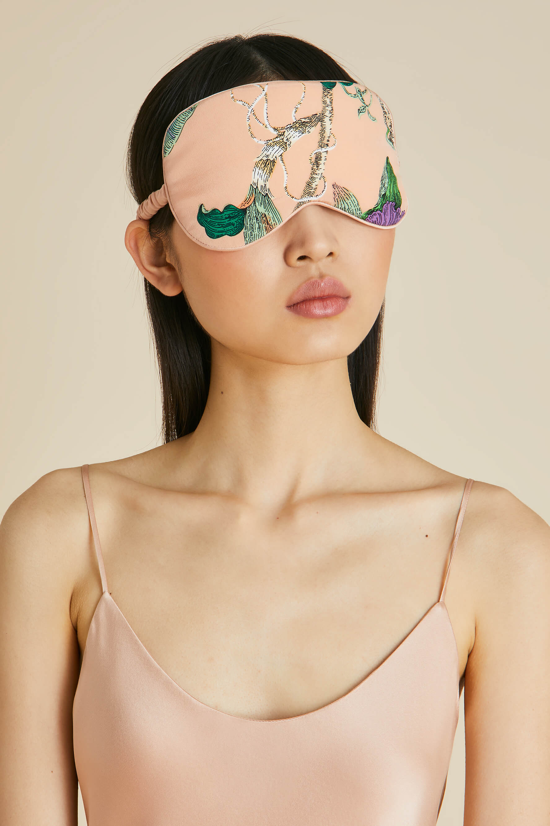 Audrey Andromeda Pink Floral Silk Crêpe de Chine Eye Mask