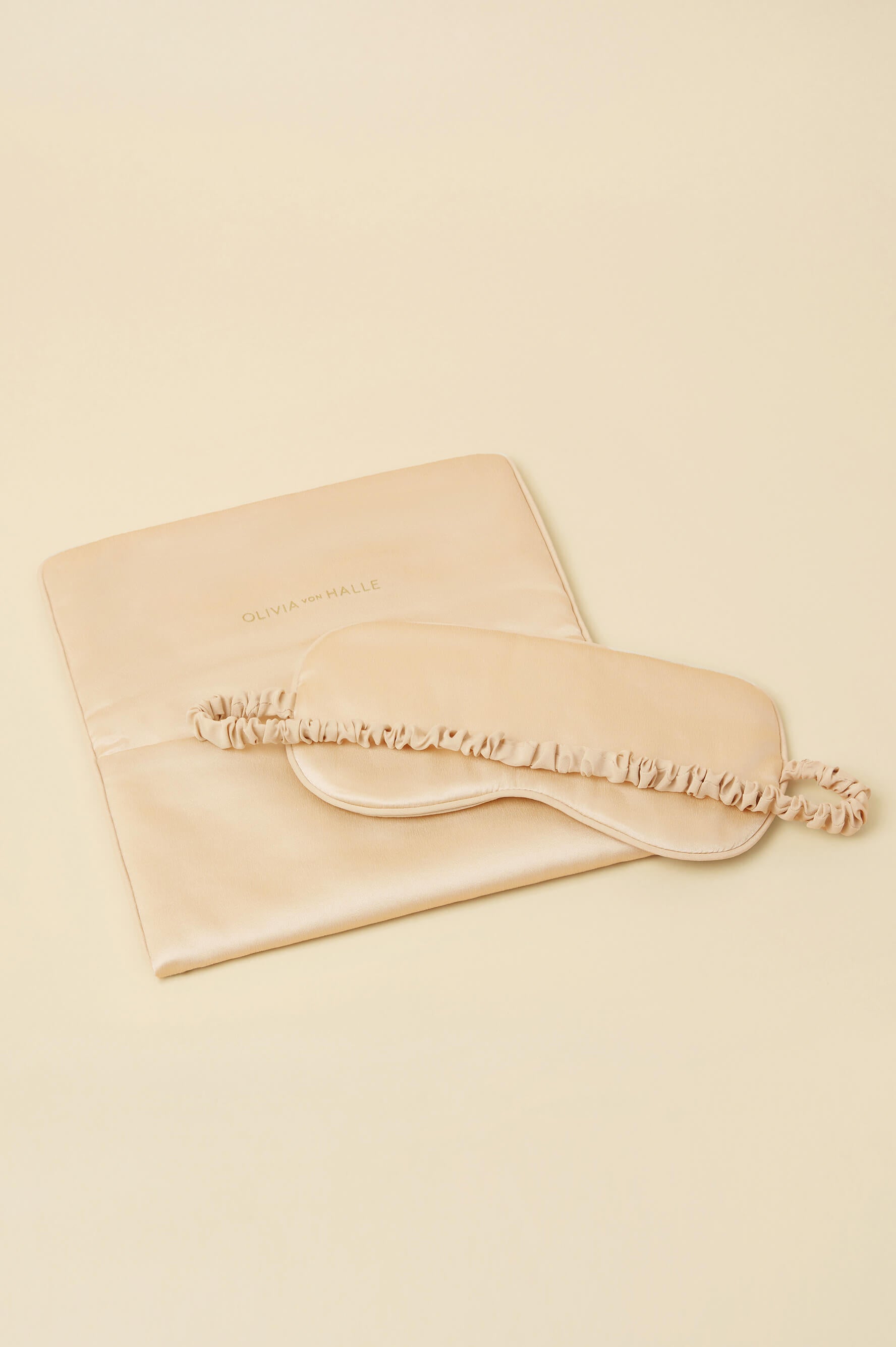 Audrey Celestine Caramel Embellished Eye Mask in Sandwashed Silk