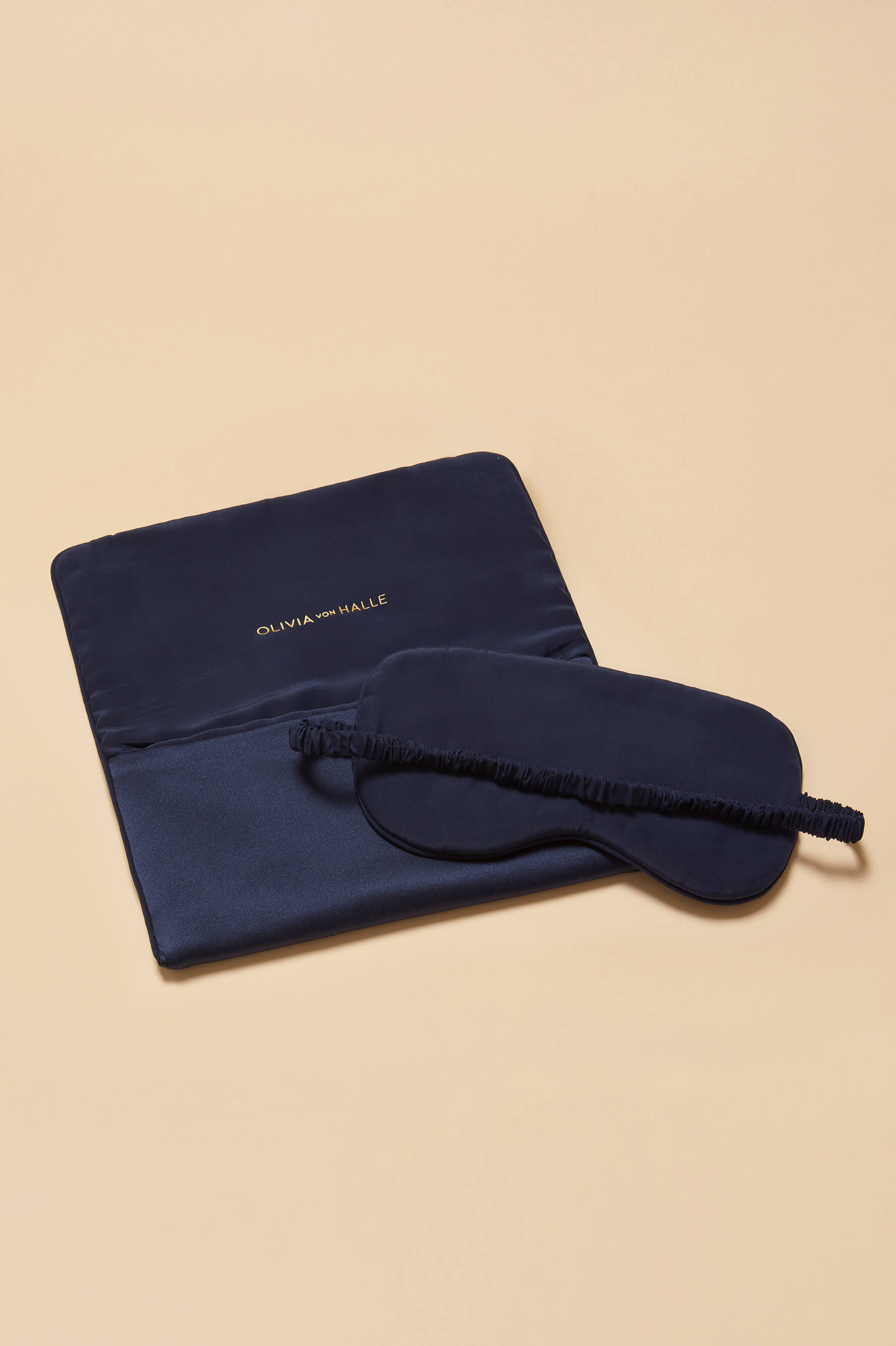 audrey harmonies navy embellished eye mask in silk satin 