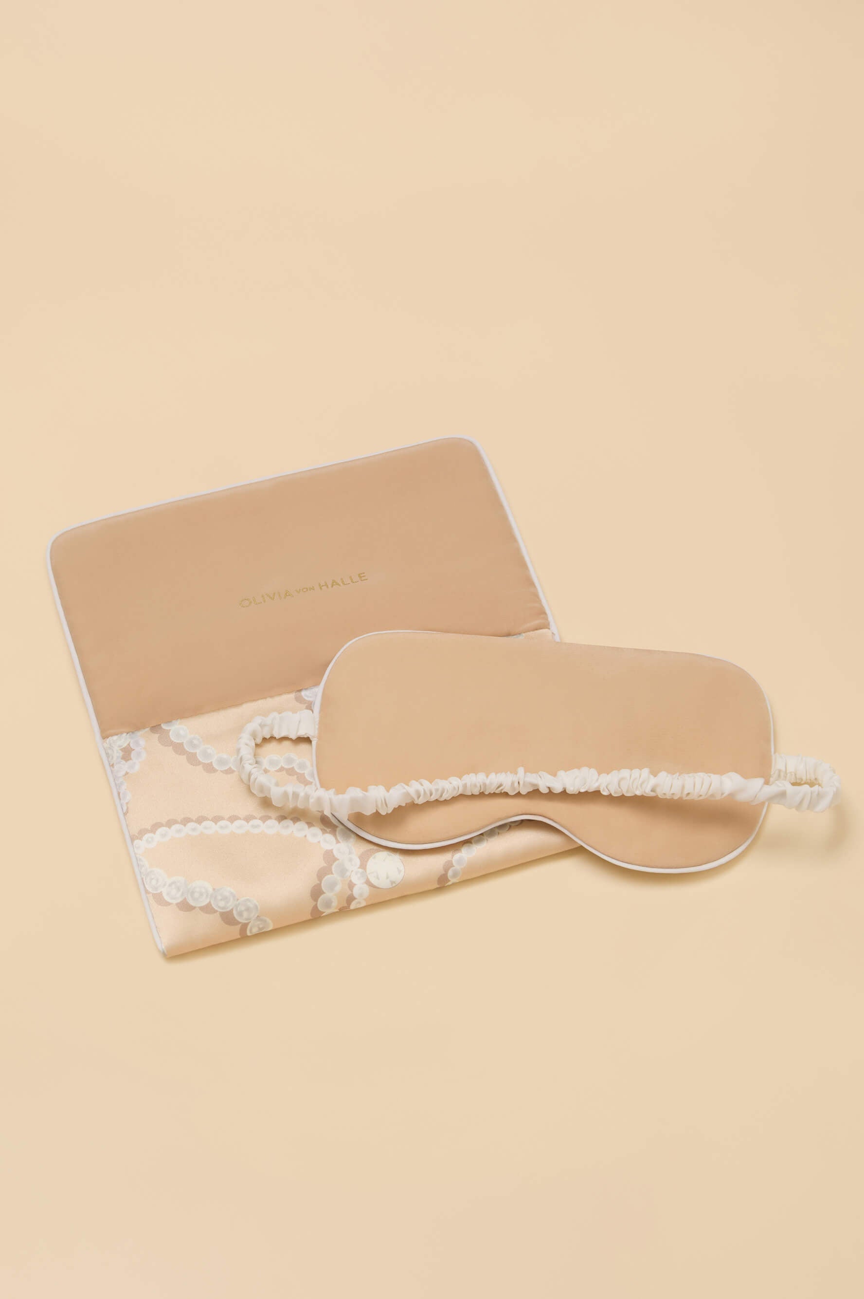 Audrey Pearl Pink Jewel Eye Mask in Silk Satin