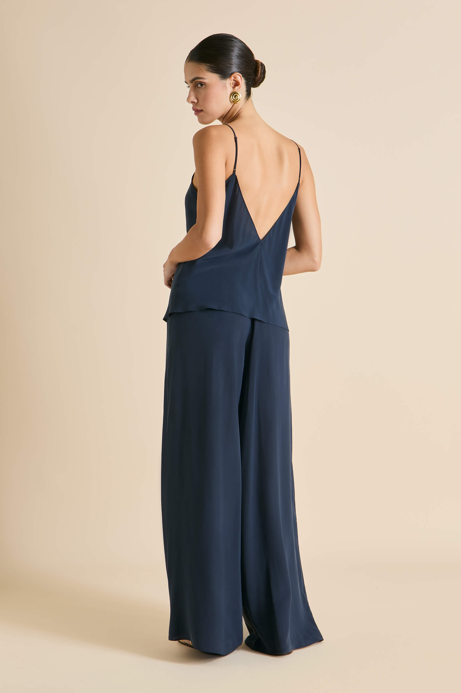 Bliss Navy Camisole Set in Silk Crêpe de Chine