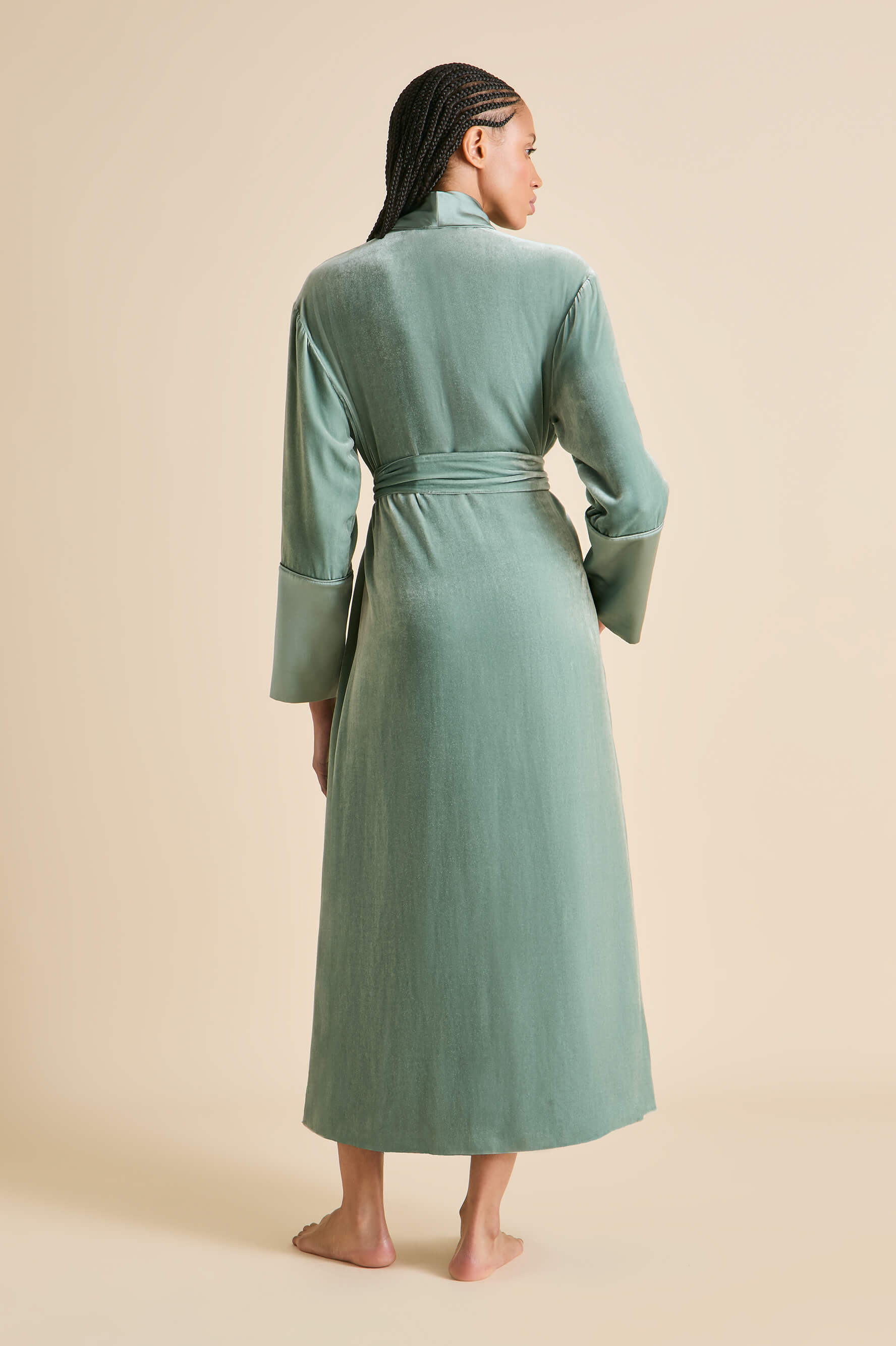 Capability Ash Green Robe in Silk Velvet