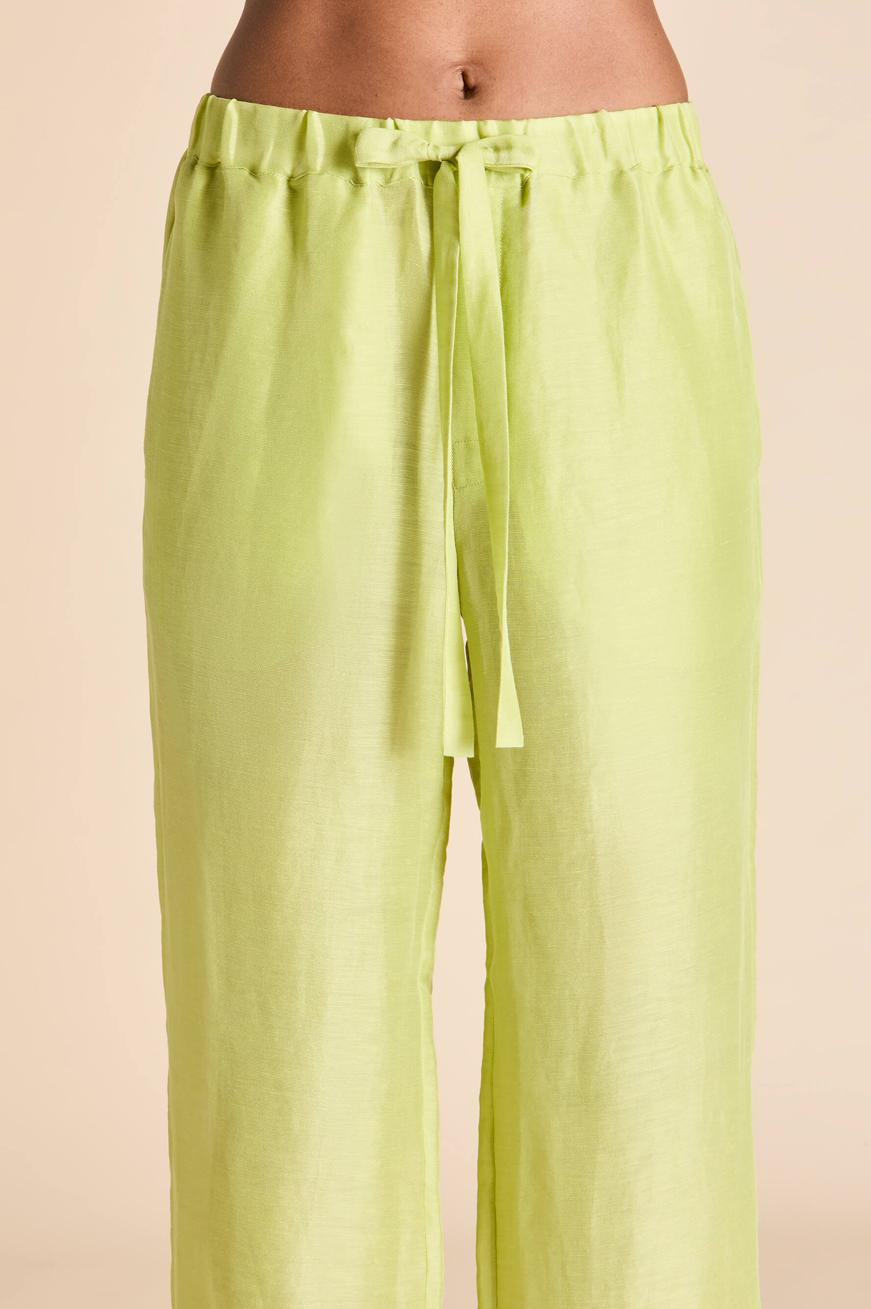 Casablanca Celery Green Pajamas in Linen-Silk