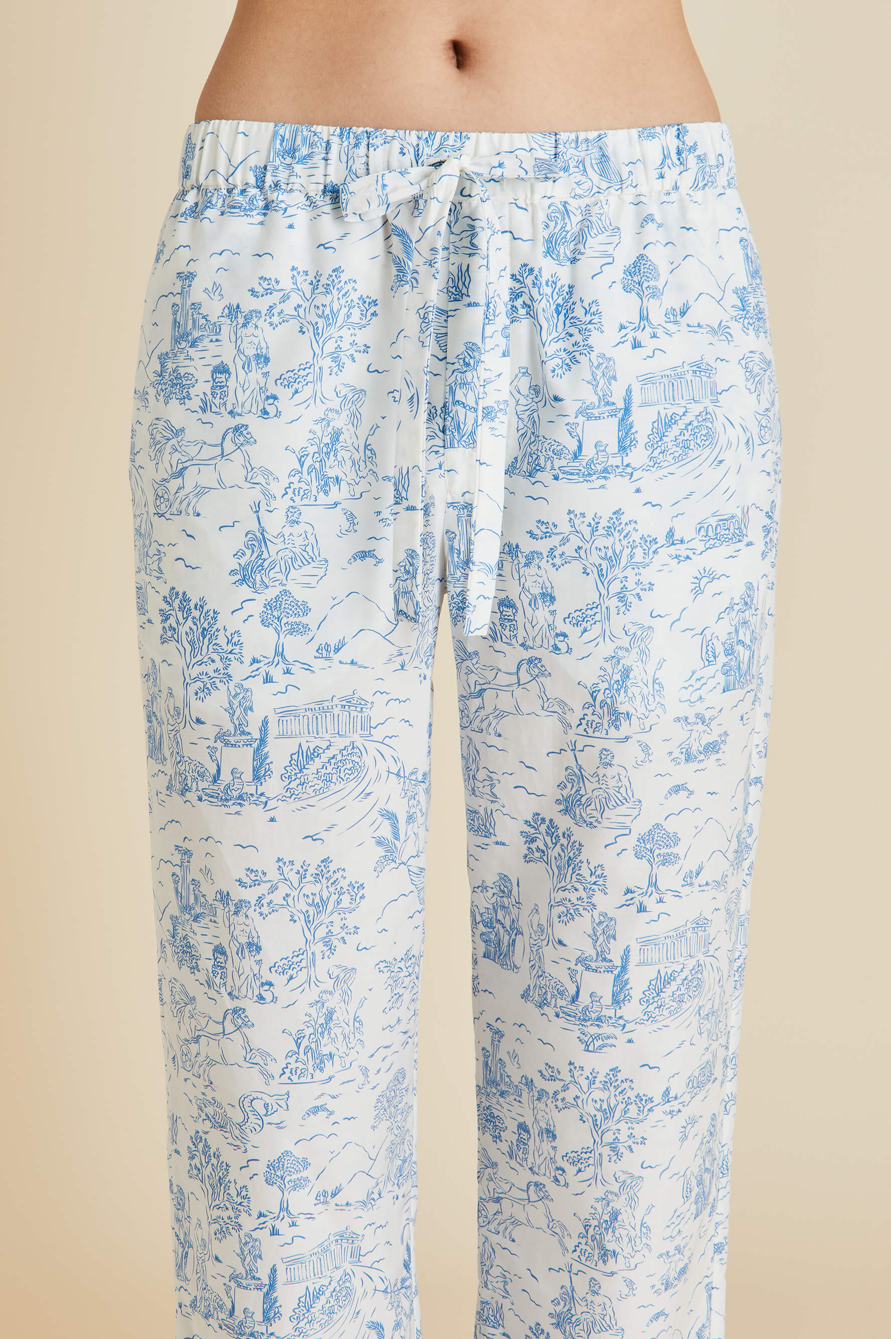 Casablanca Eros Ivory Toile De Jouy Pajamas In Cotton Silk Olivia Von