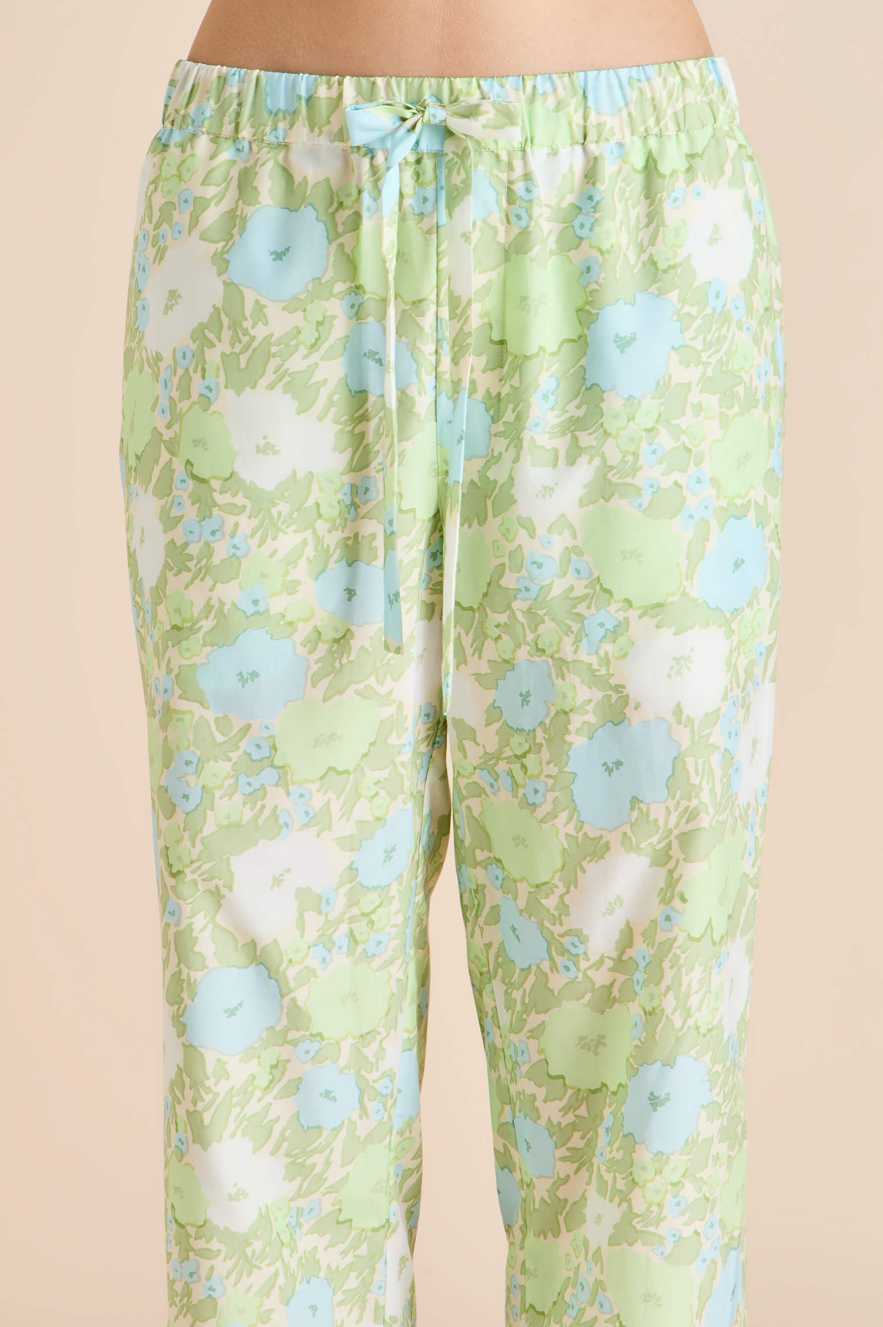 Casablanca Hester Green Floral Pajamas in Cotton-Silk