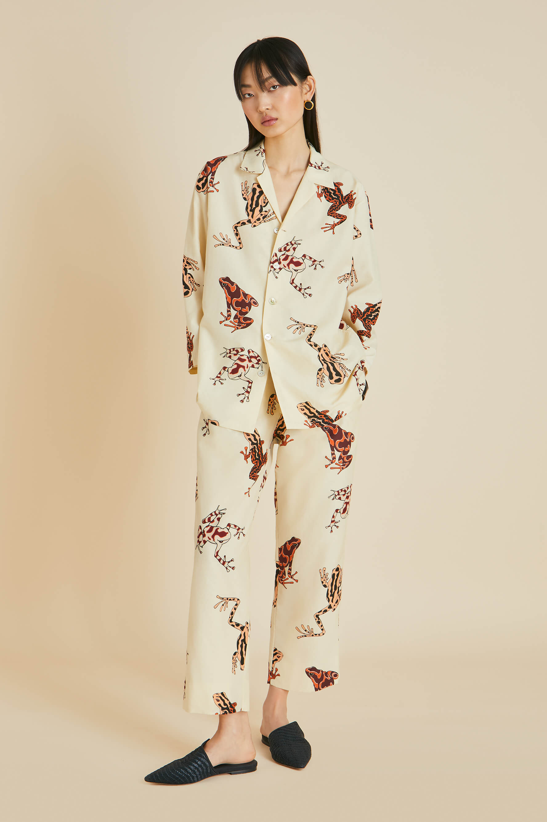Casablanca Hyades Cream Frog Pajamas in Cotton-Silk