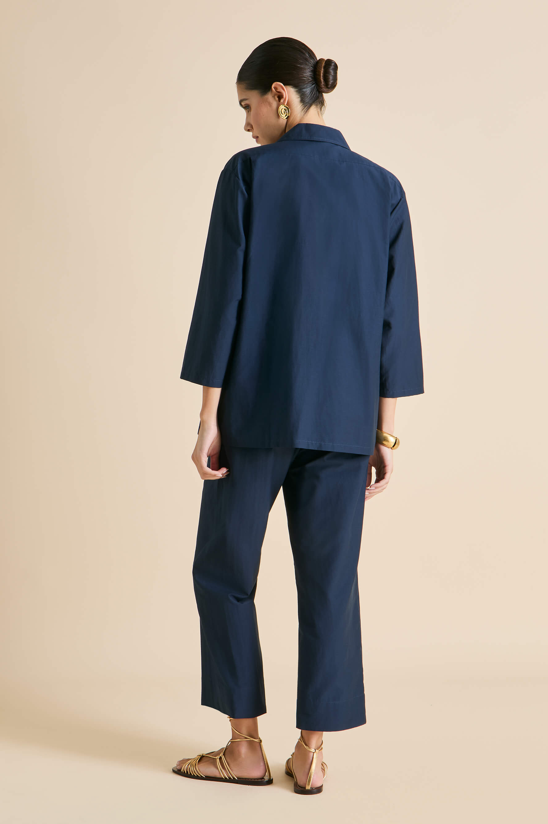 Casablanca Navy Pajamas in Cotton-Silk