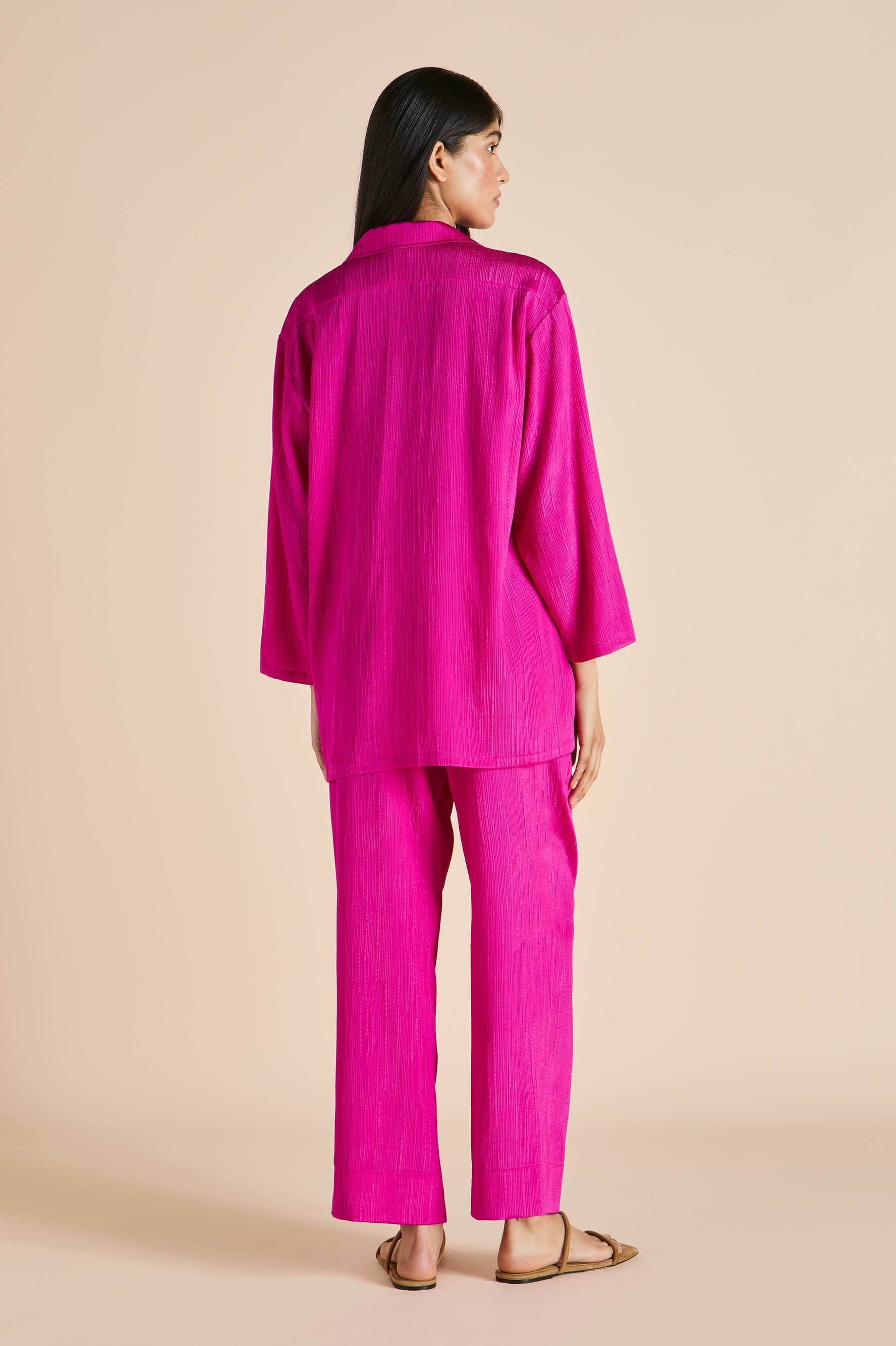 Casablanca Paloma Pink Pajamas in Silk Satin