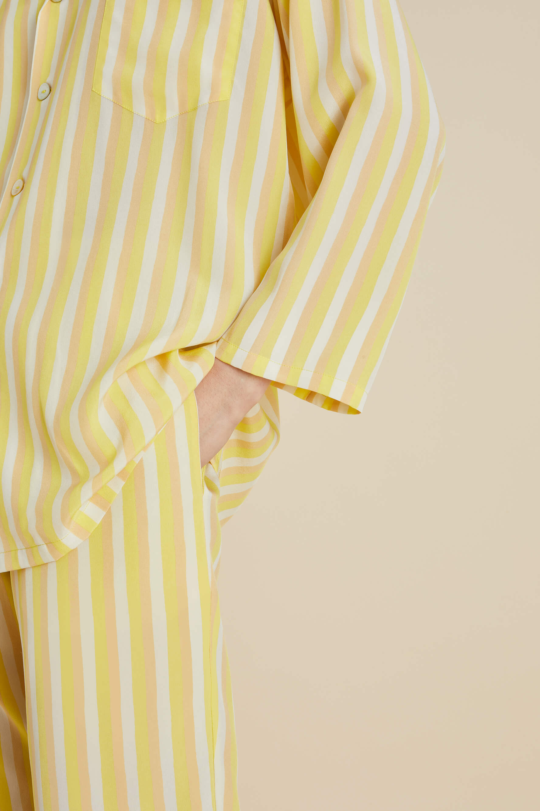 Casablanca Polaris Yellow Stripe Silk Crêpe de Chine Pajamas