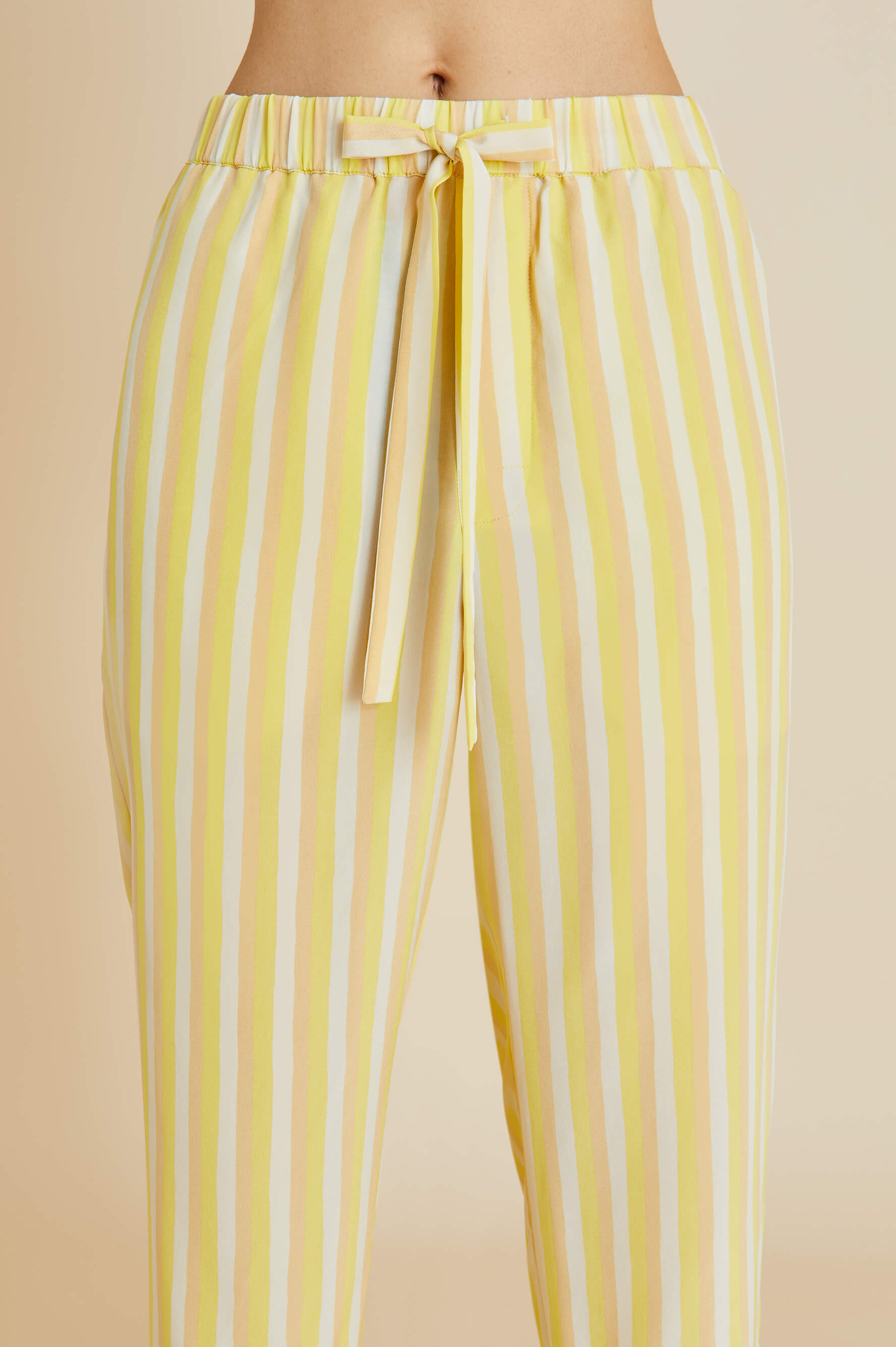 Casablanca Polaris Yellow Stripe Pajamas in Silk Crêpe de Chine