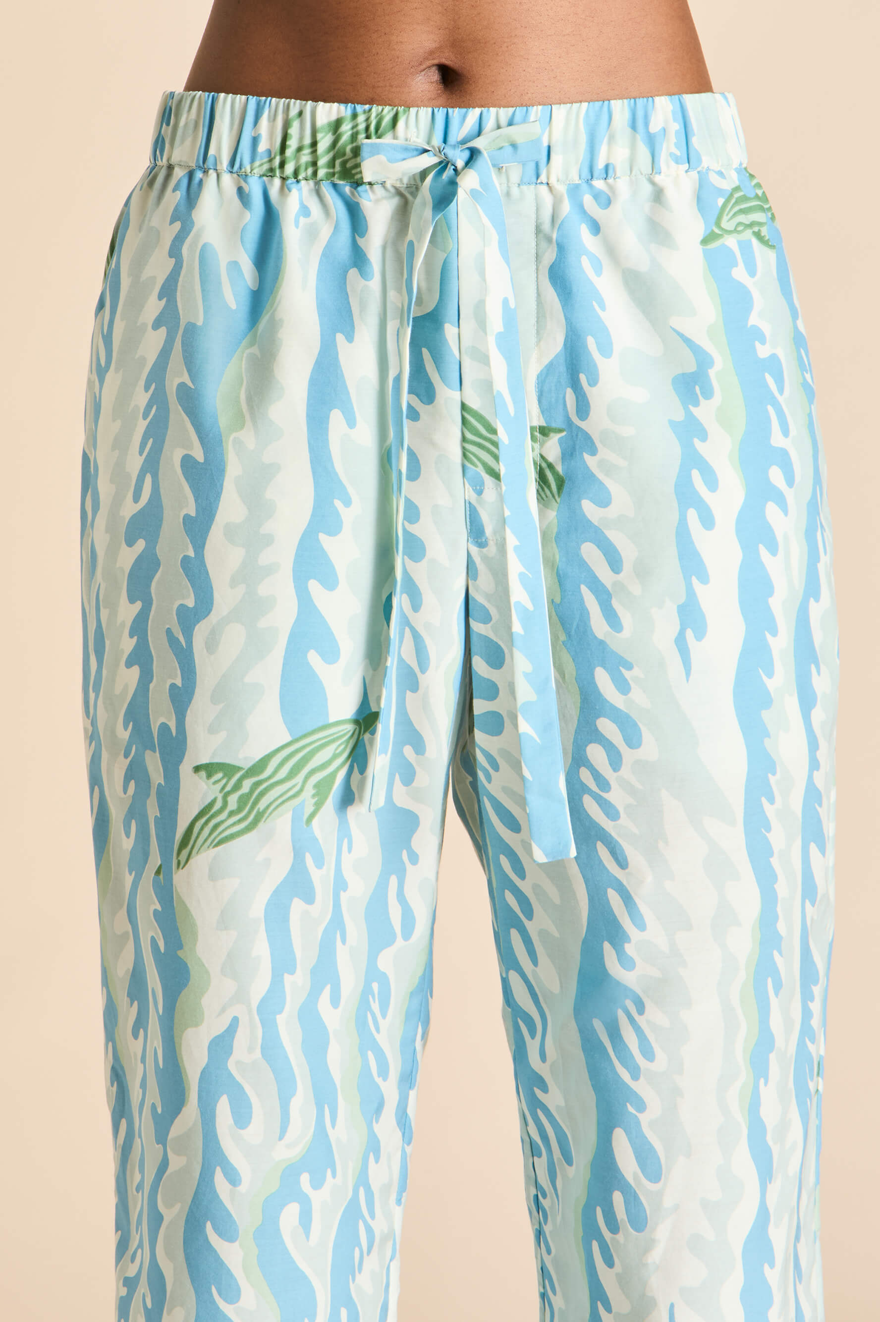 Casablanca Sirena Blue Wave Pajamas in Cotton-Silk