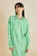 Celeste Piscis Green Stripe Silk Twill Nightshirt