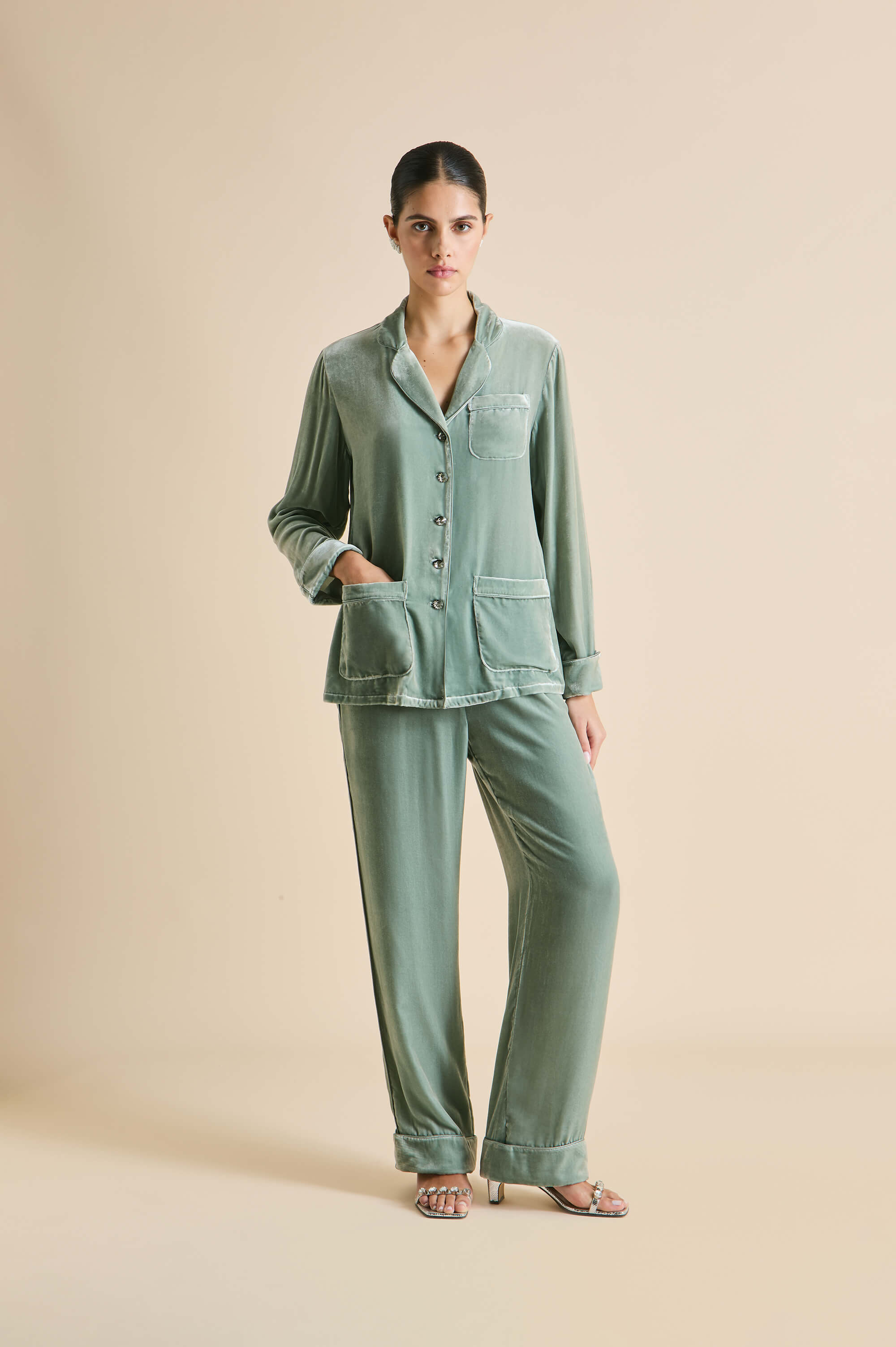 Silky velvet women's pajamas set 2598 online