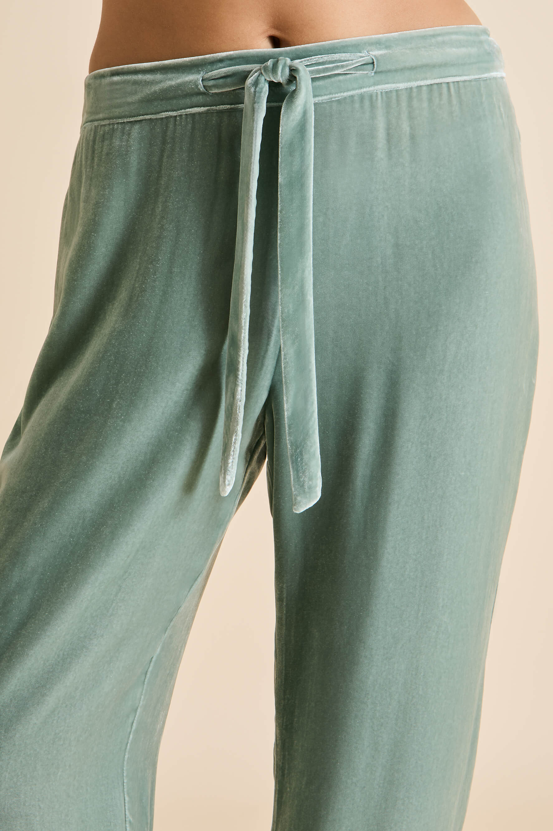 Coco Ash Green Pajamas in Silk Velvet