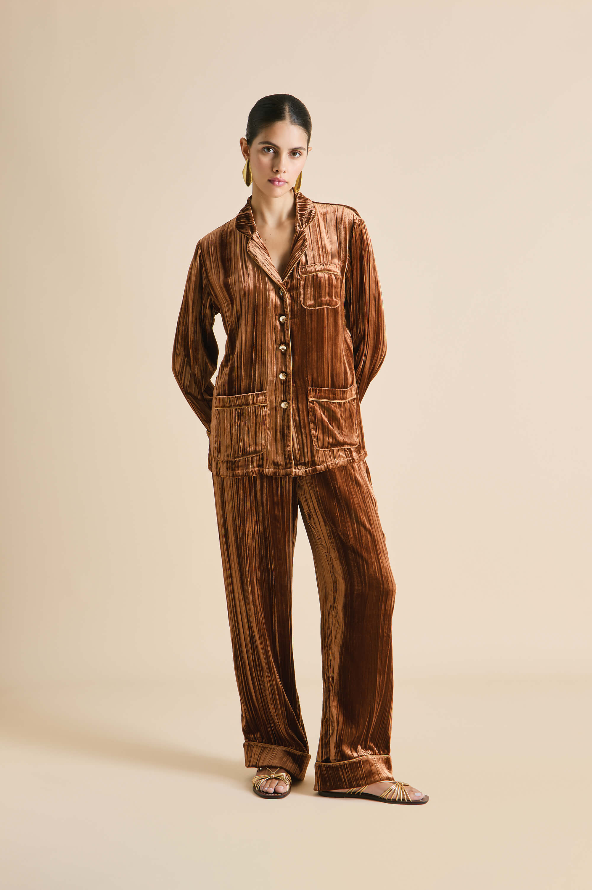 Coco Coin Bronze Pajamas in Silk Velvet