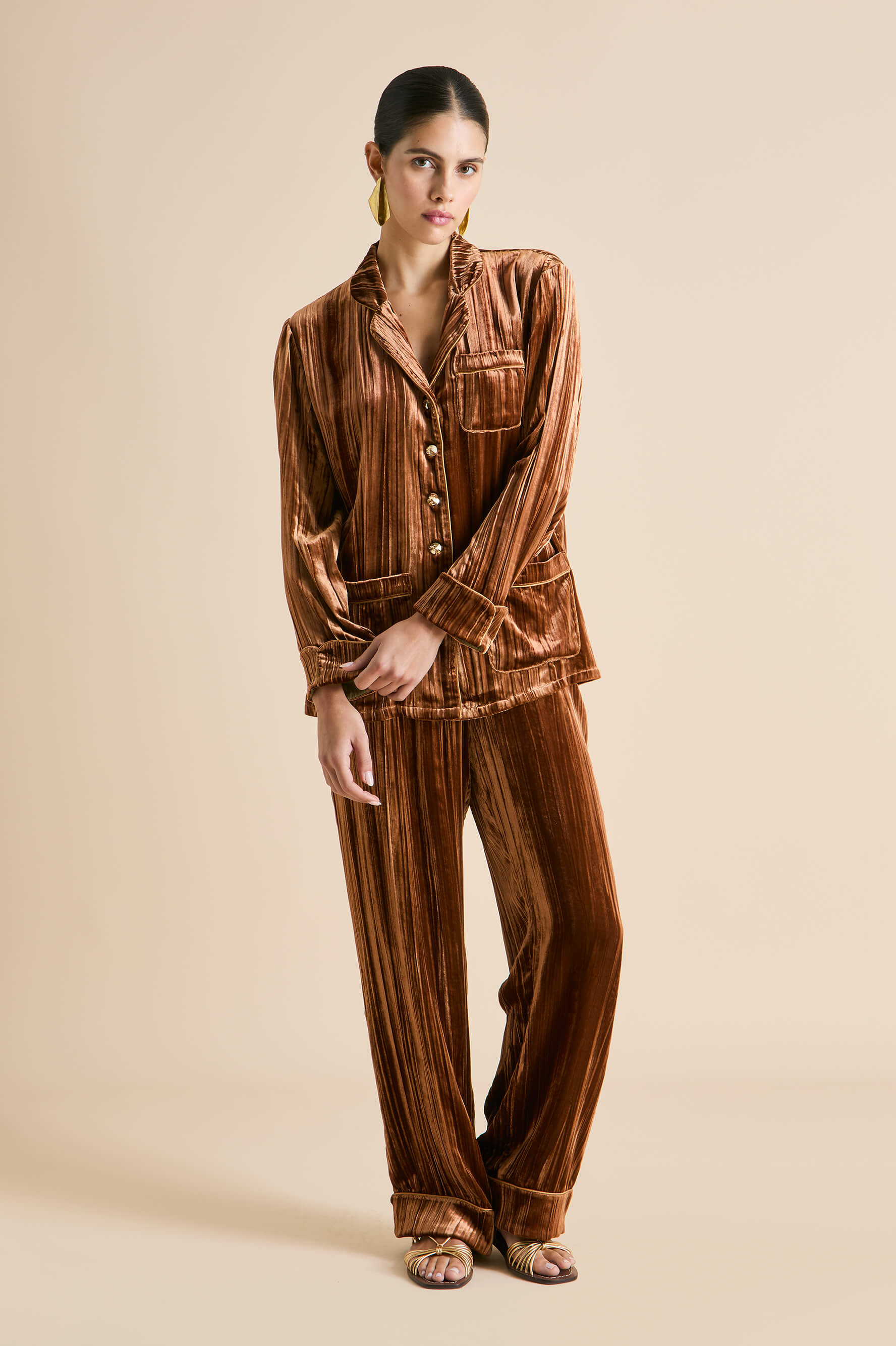 Coco Coin Bronze Pajamas in Silk Velvet