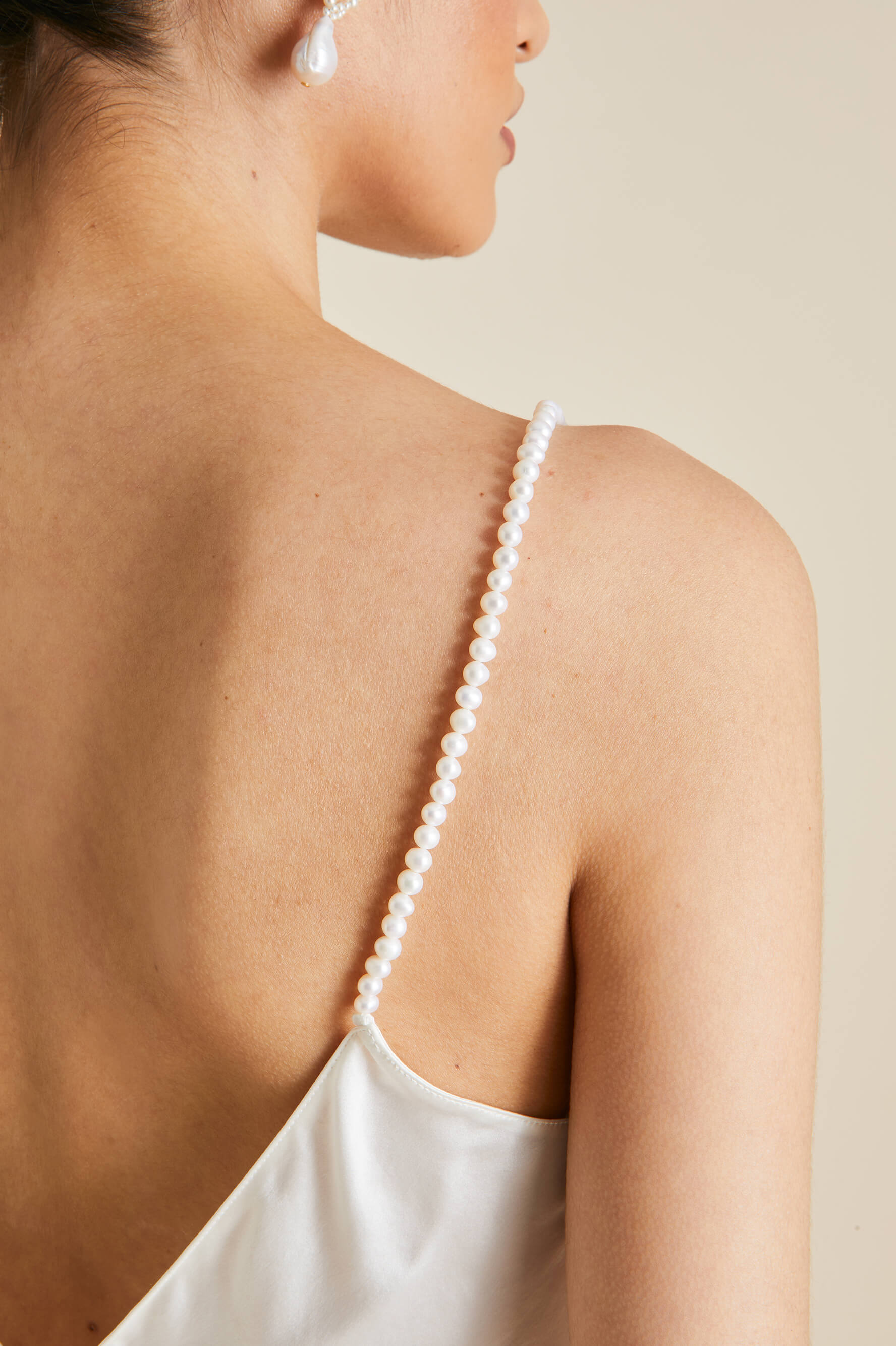 Elle Ivory Pearl Camisole Set in Silk Satin