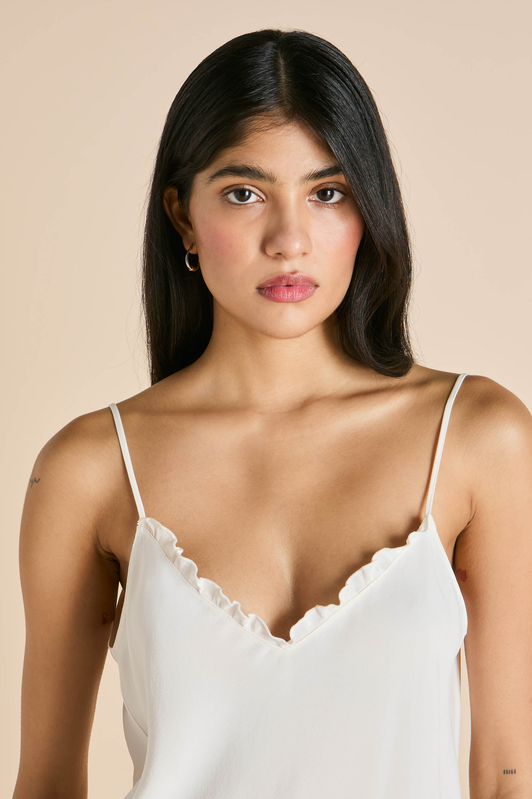 Elle Ivory Camisole Set in Silk Crêpe de Chine