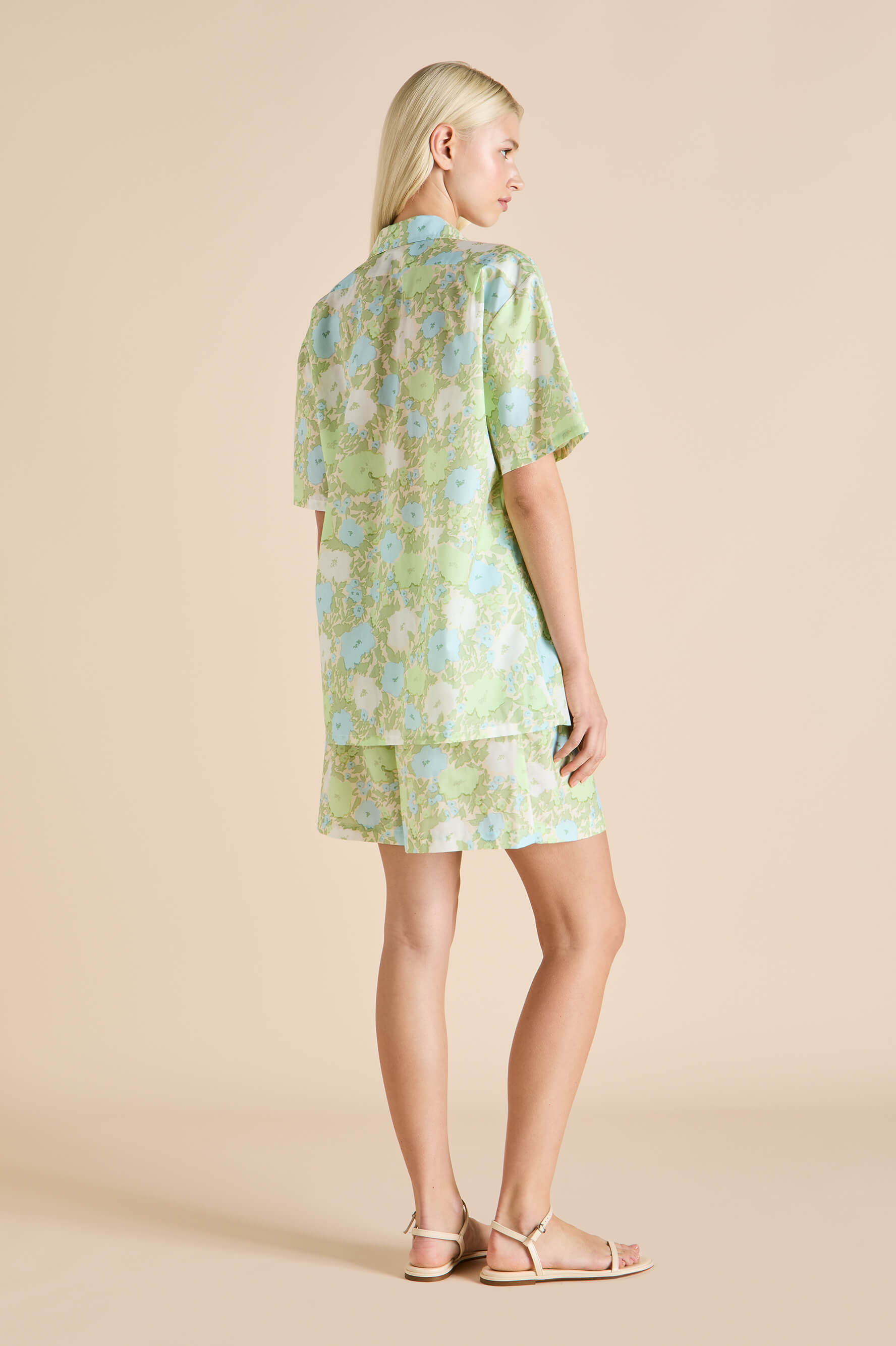 emeli hester green floral pajamas in cotton-silk 