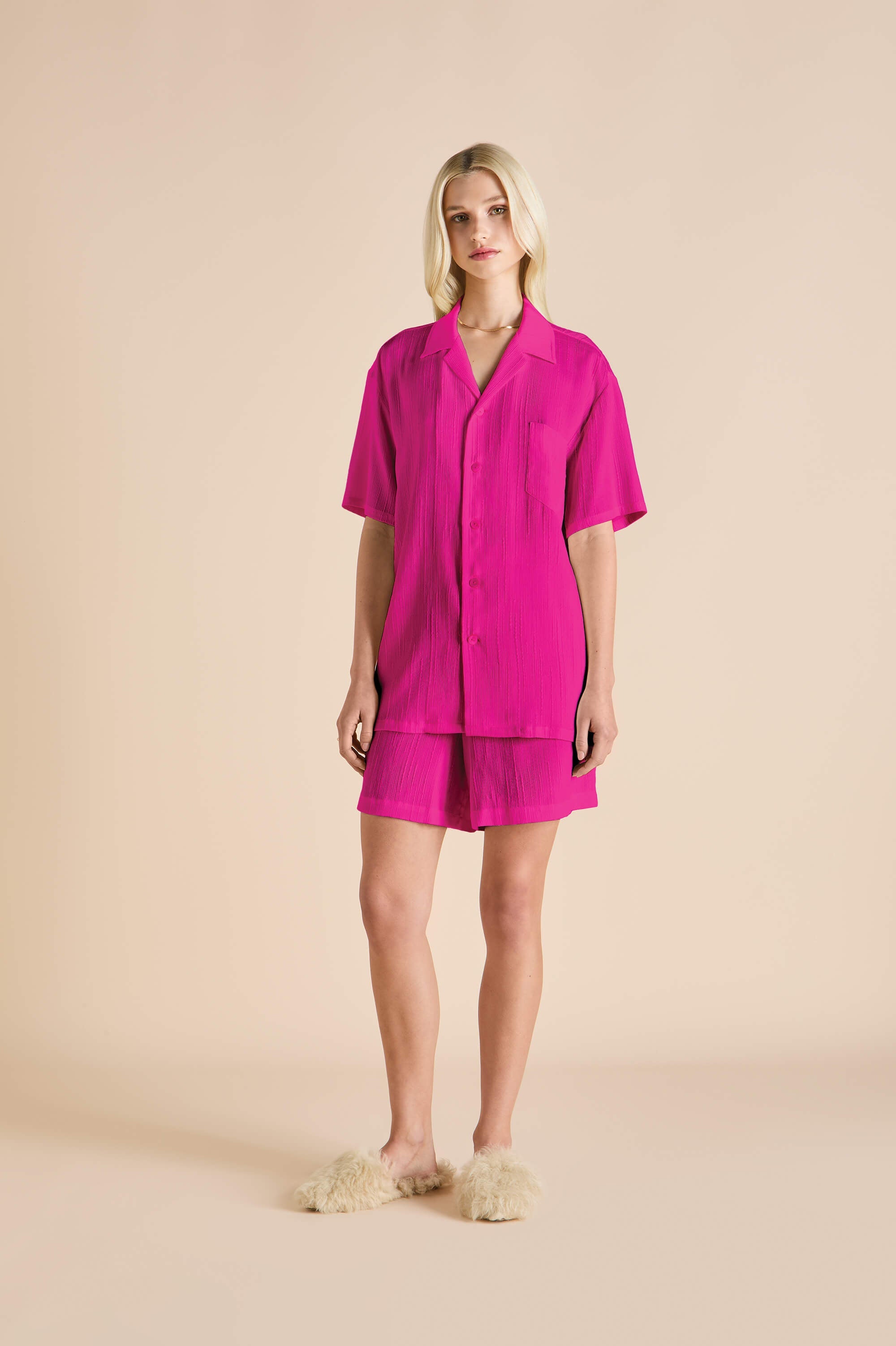 emeli paloma pink pajamas in silk satin