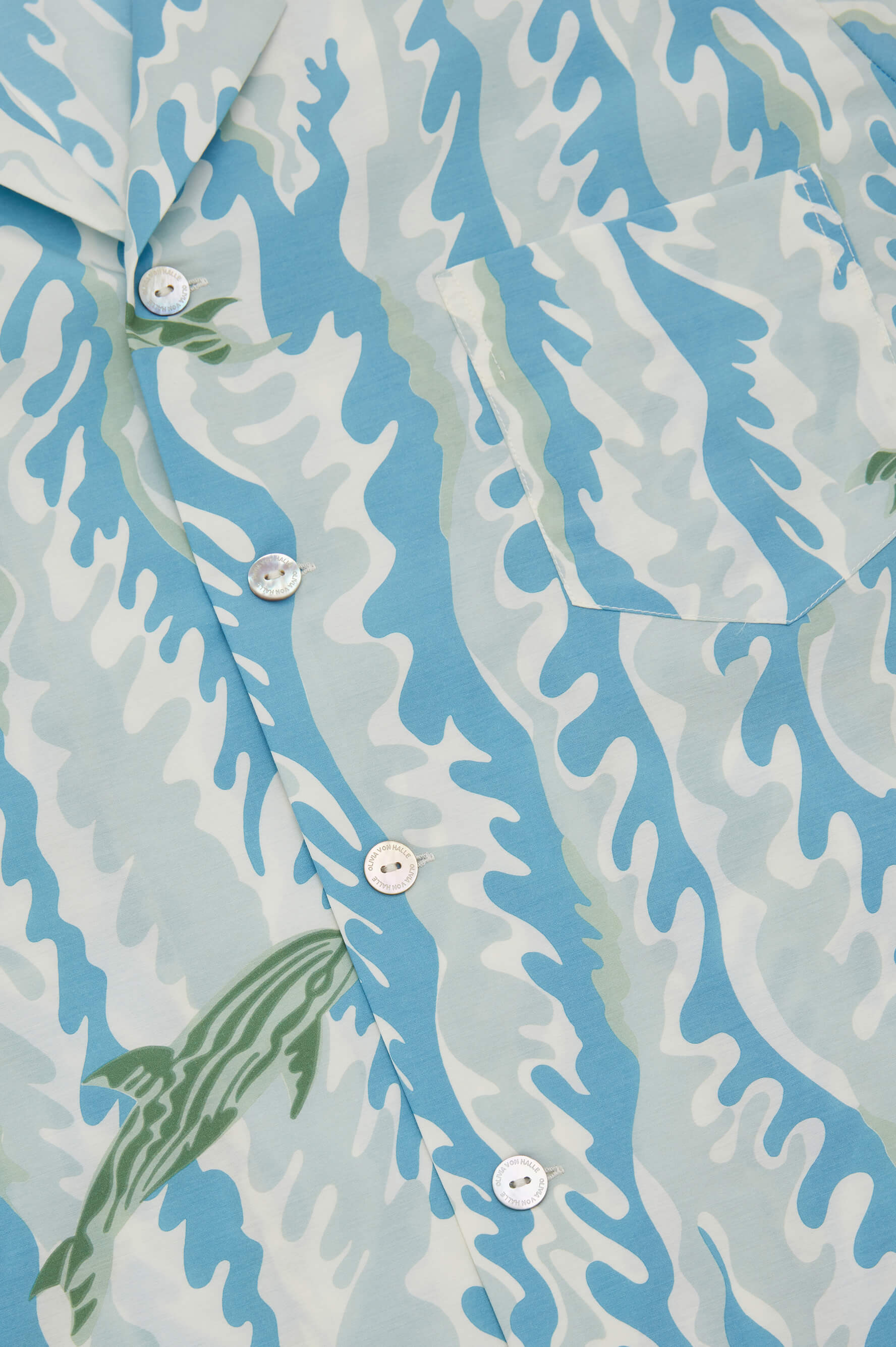 Emeli Sirena Blue Wave Pajamas in Cotton-Silk