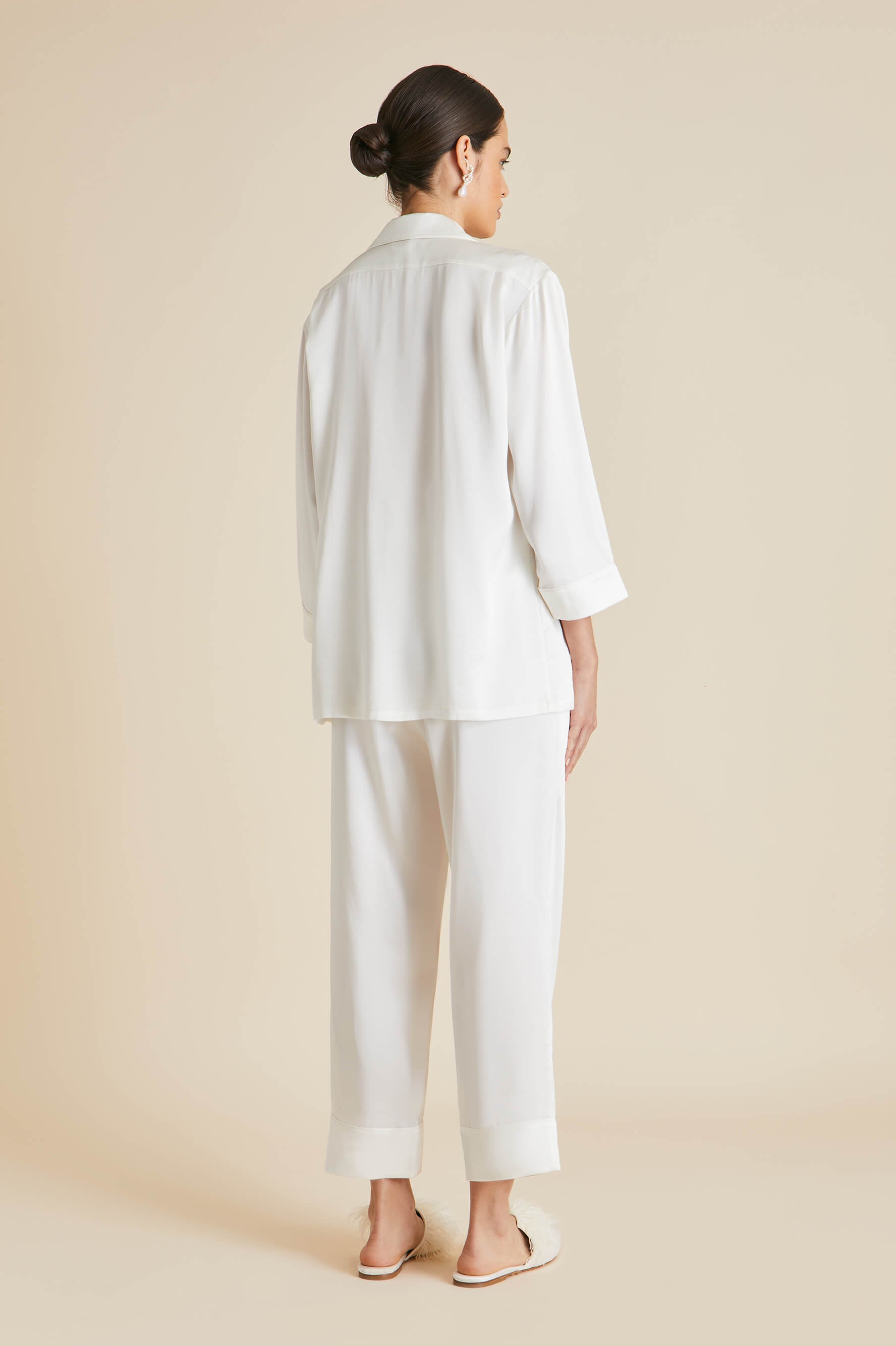 Fifi Ivory Pearl Pajamas in Silk Satin