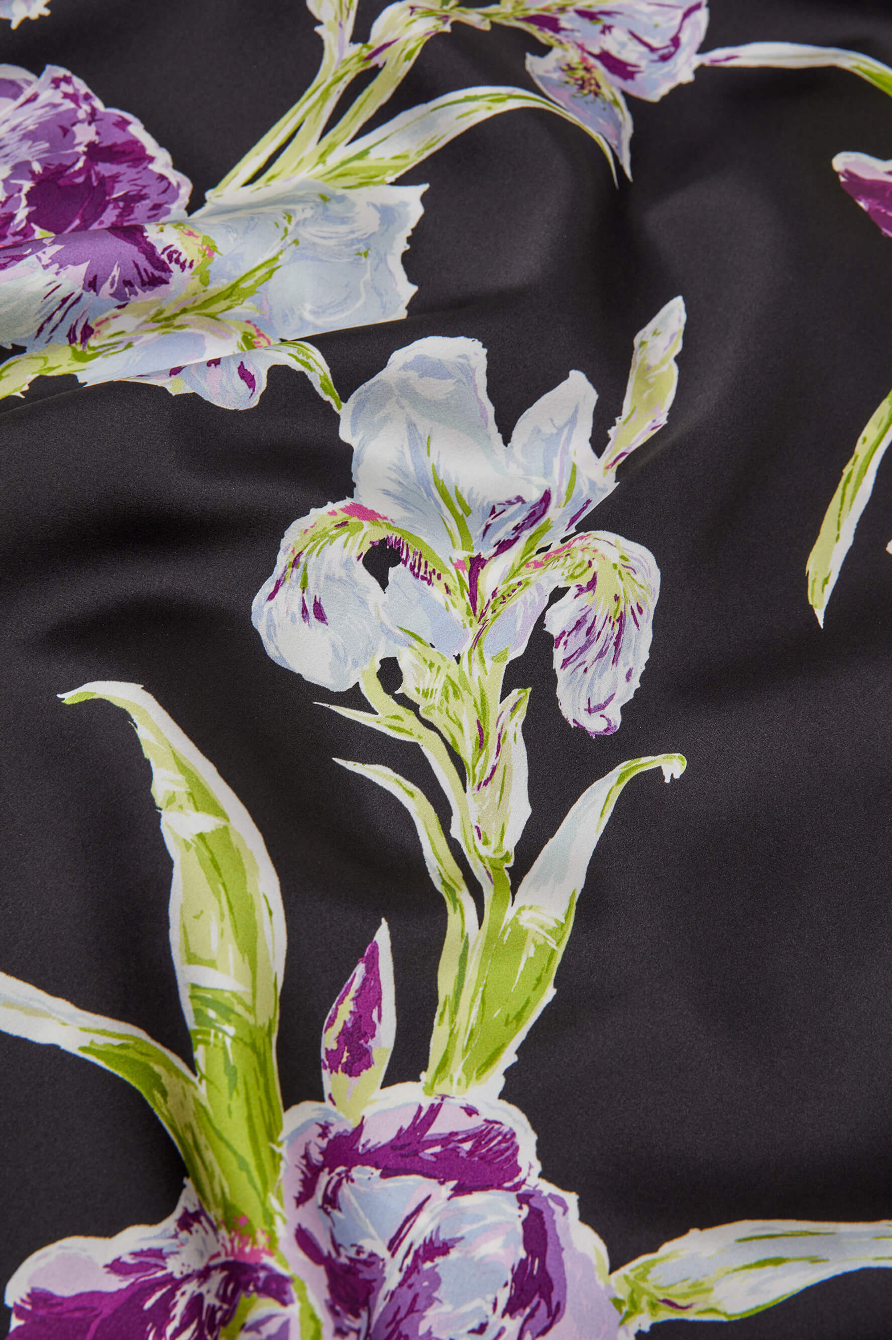 Ingo Athena Black Floral Pajamas in Silk Satin
