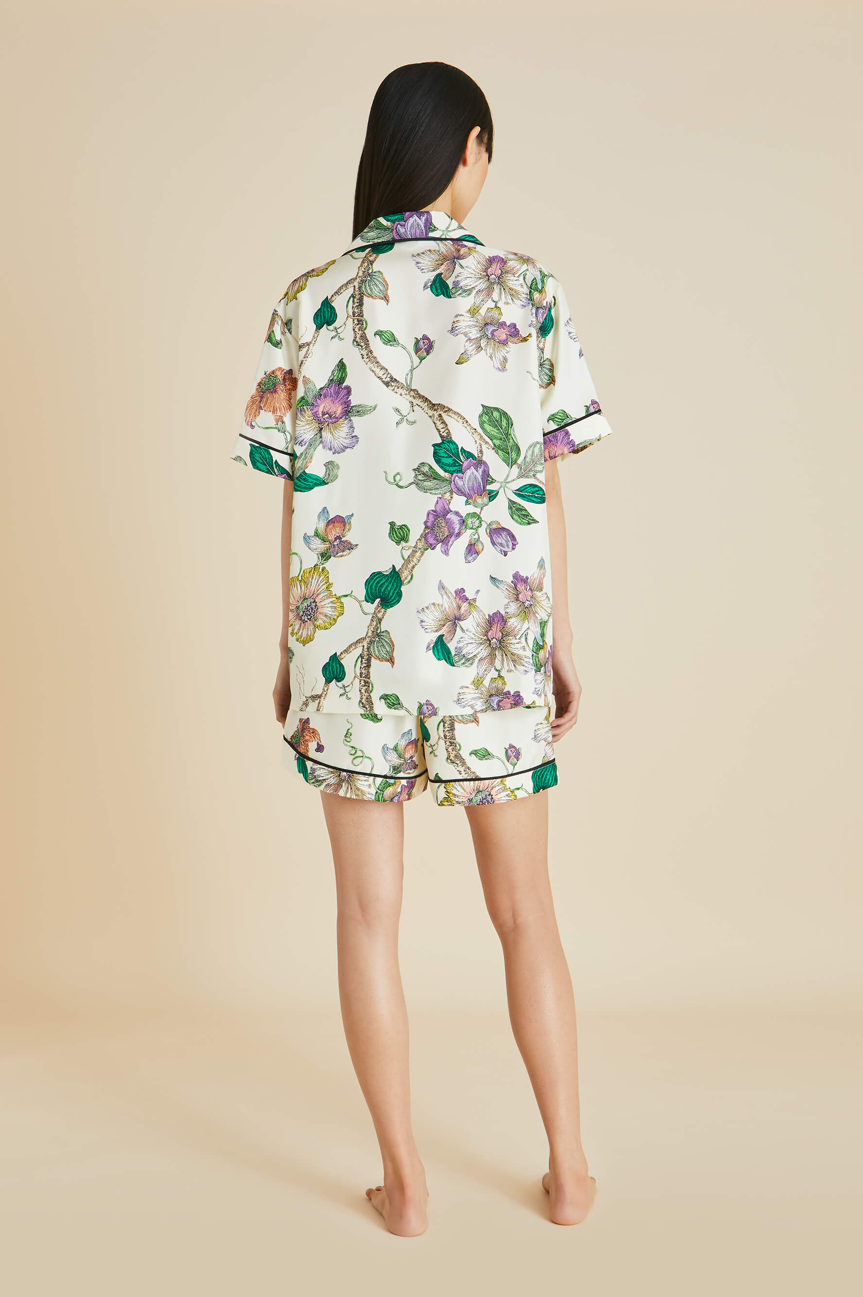 Ingo Aura Ivory Floral Silk Twill Pajamas