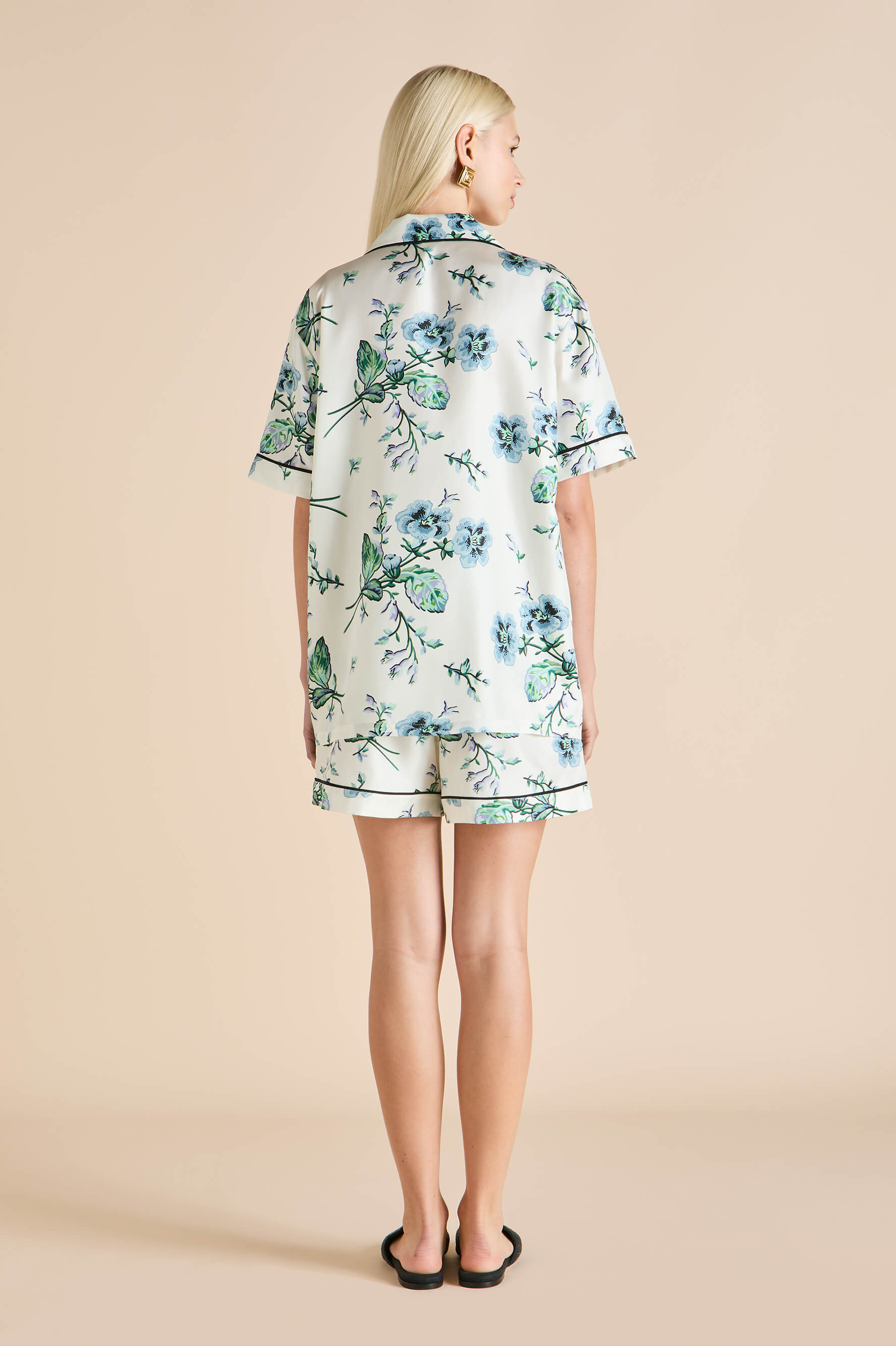 Ingo Caldwell Ivory Floral Pajamas in Silk Twill