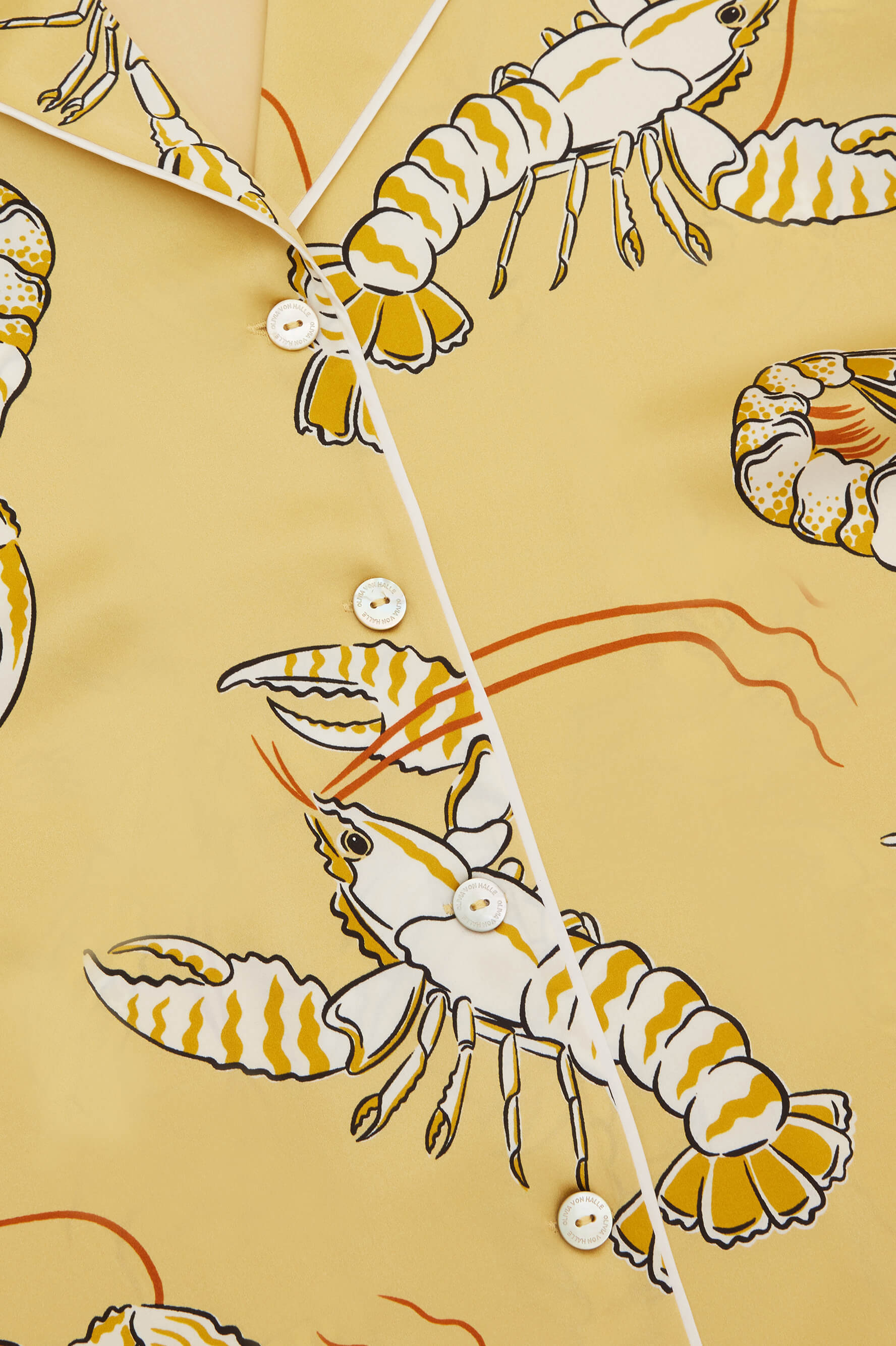 Ingo Perseus Yellow Lobster Pajamas in Silk Satin