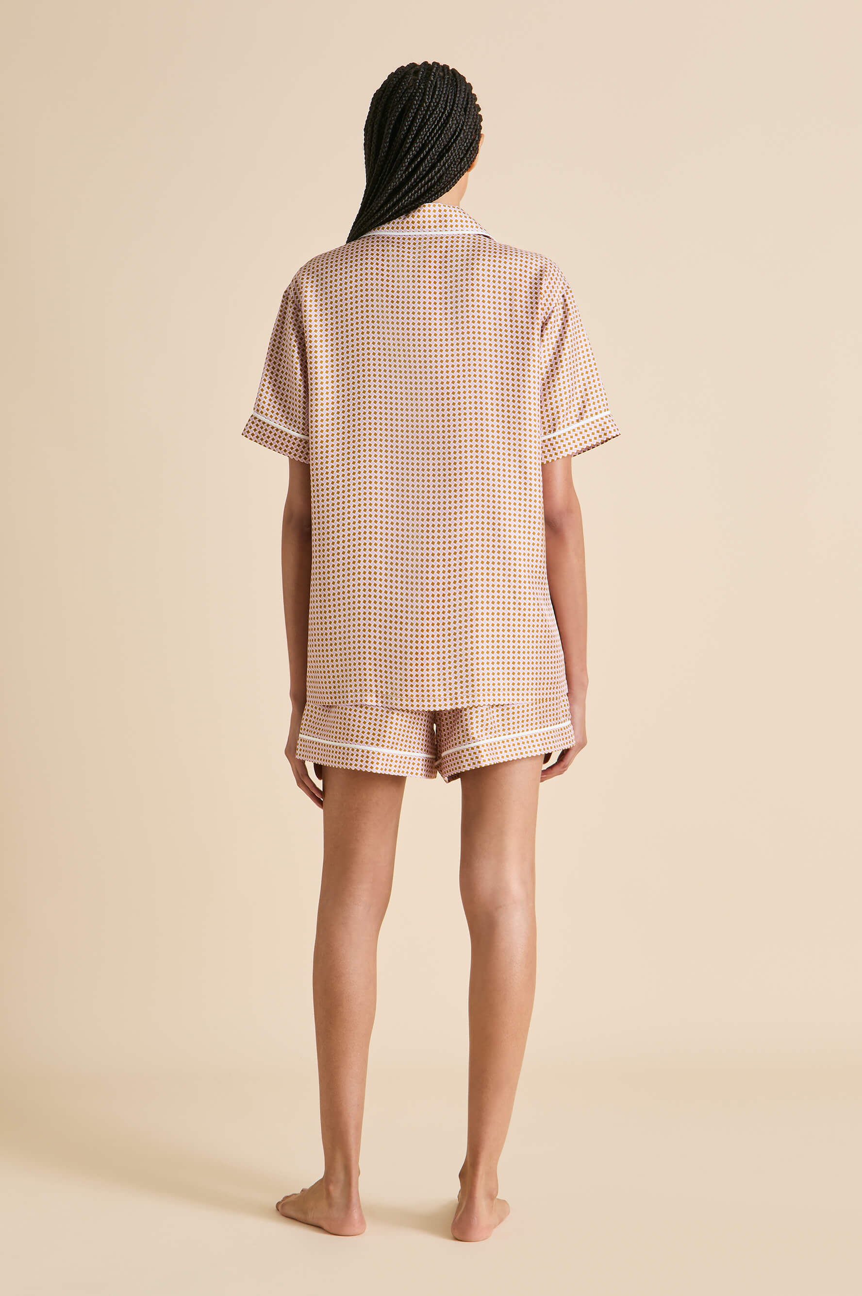 Ingo Sarrazin Pink Geometric Pajamas in Silk Twill